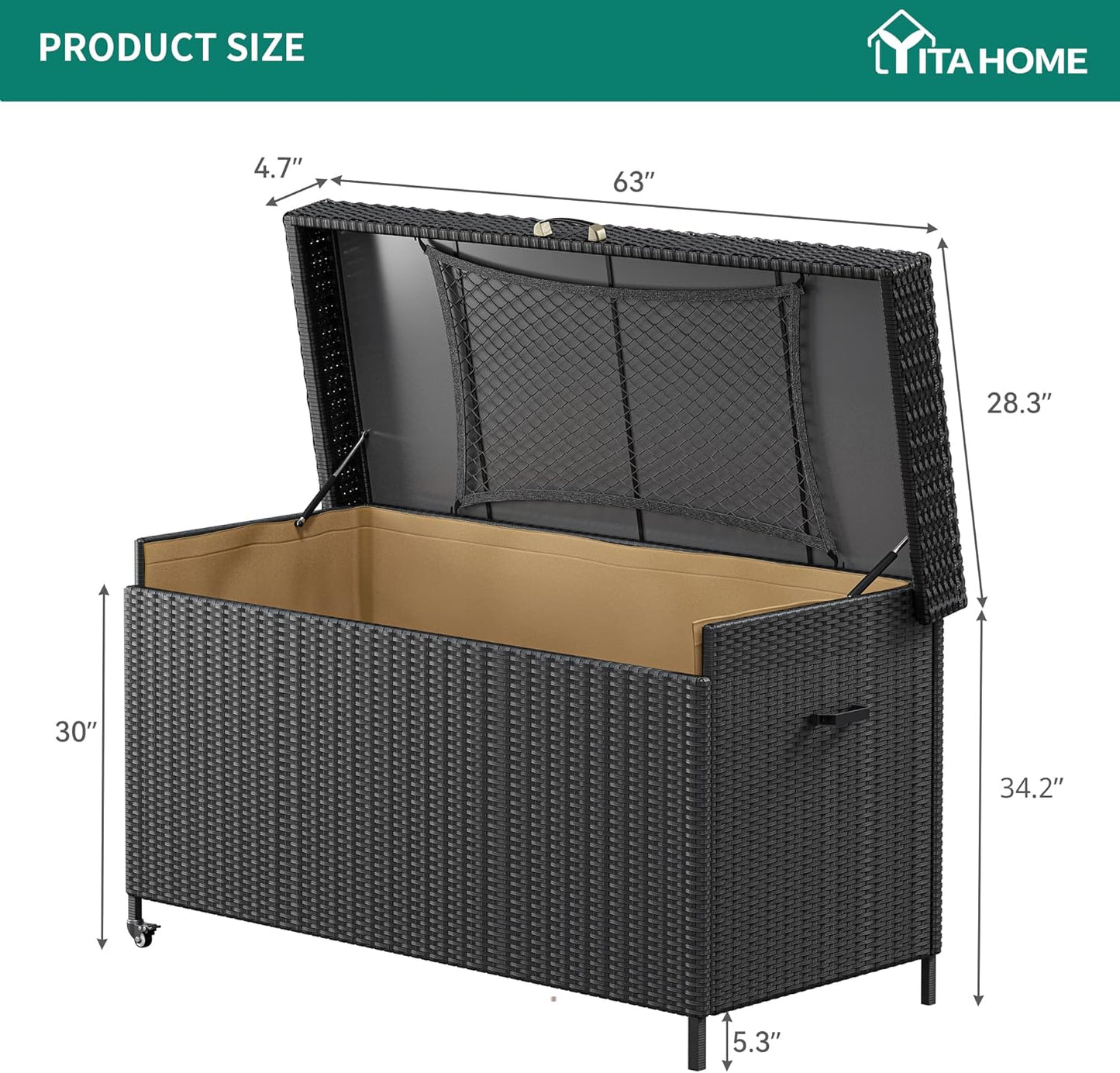 230 Gallon Deck Box XXL Wicker Outdoor Storage Box