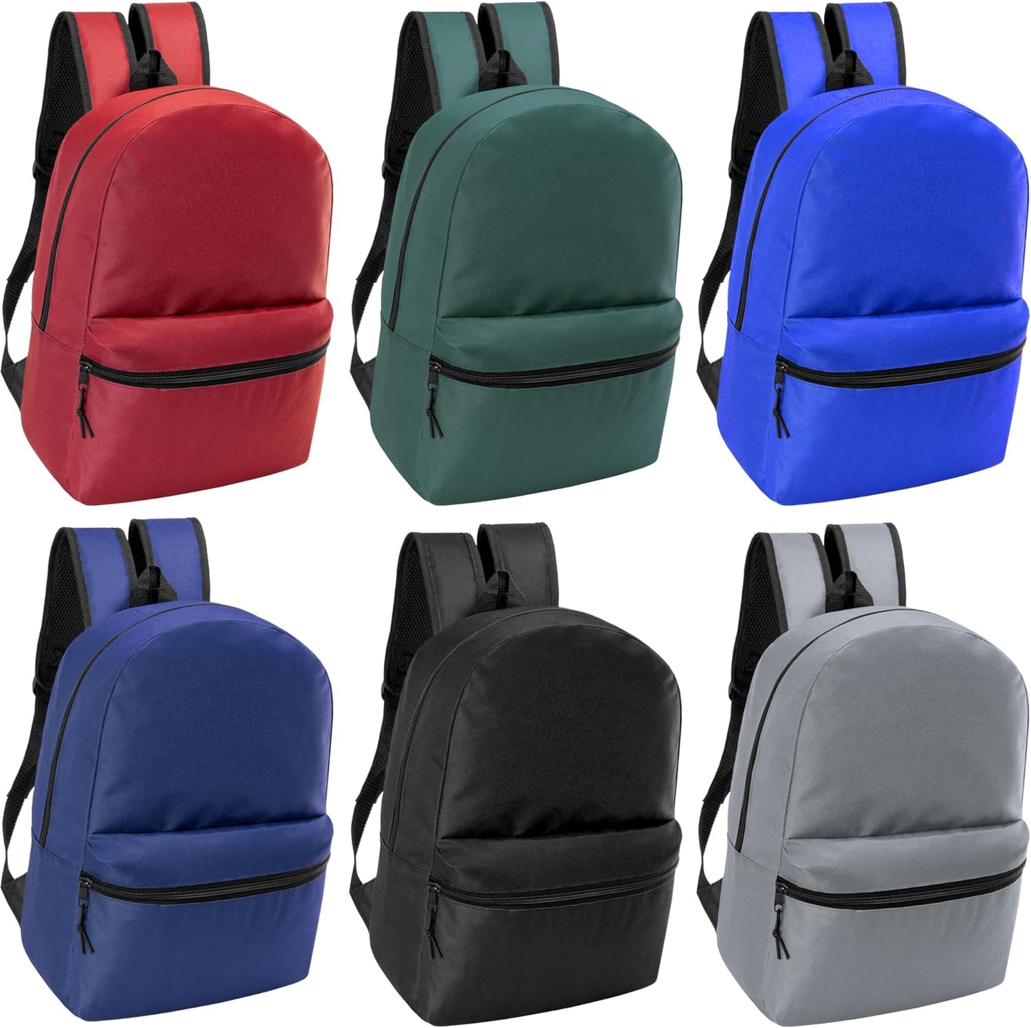 24 Pack 15 Inch Kids Backpacks in Bulk 12 Assorted Colors