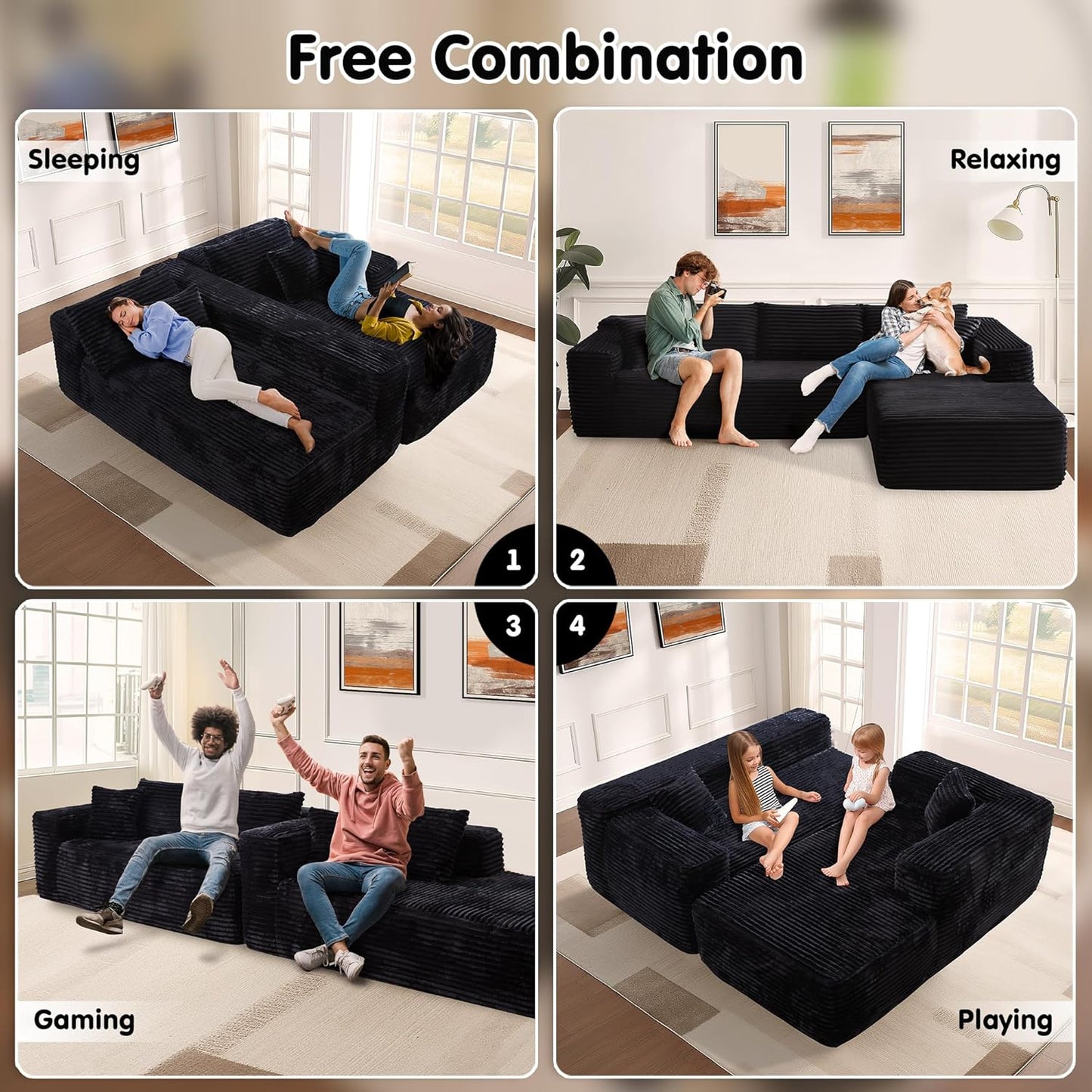 104" Cloud Sectional Couch with L-Shape Chaise