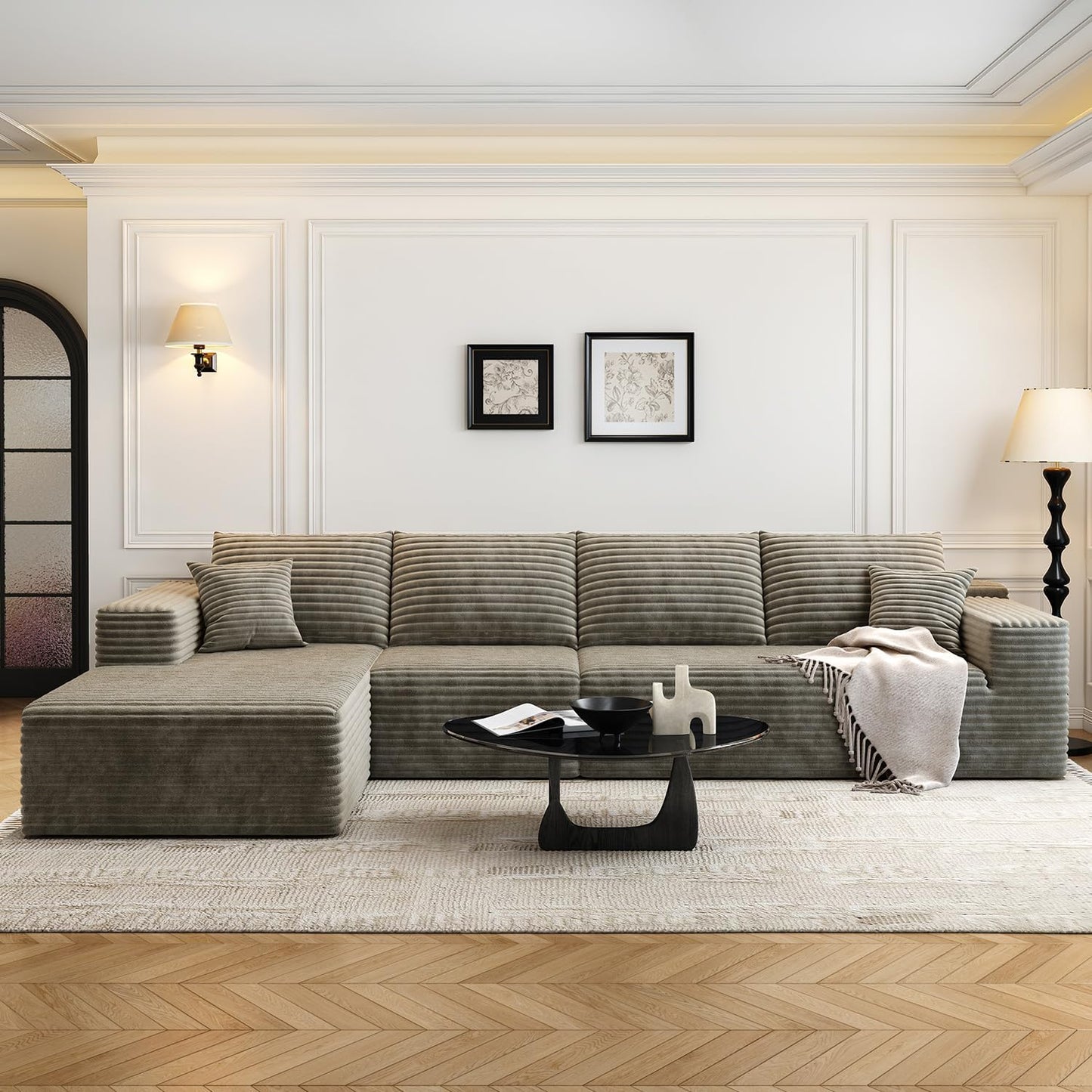 107.5" Cloud Modular Sectional Sofa with 1 Ottoman