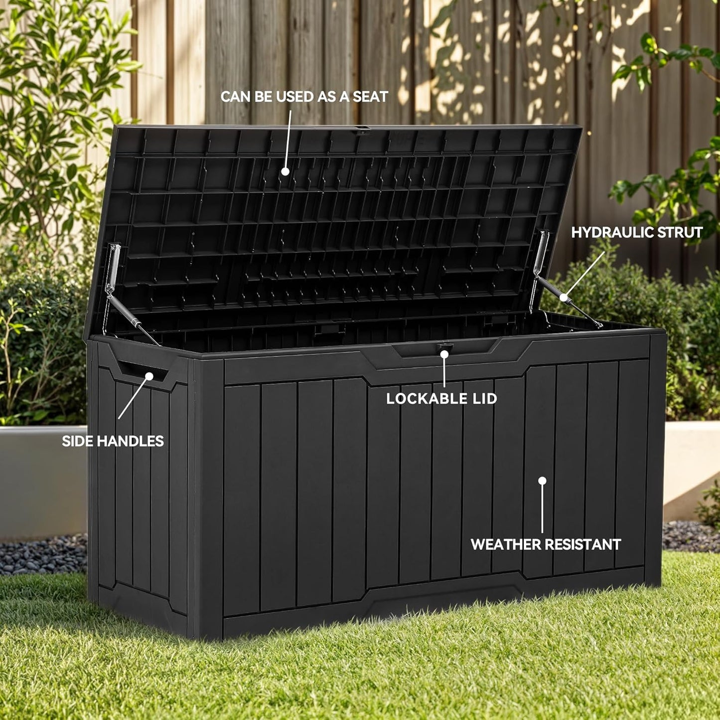 YITAHOME 120 Gallon Large Deck Box Upgraded Resin Outdoor Storage Boxes