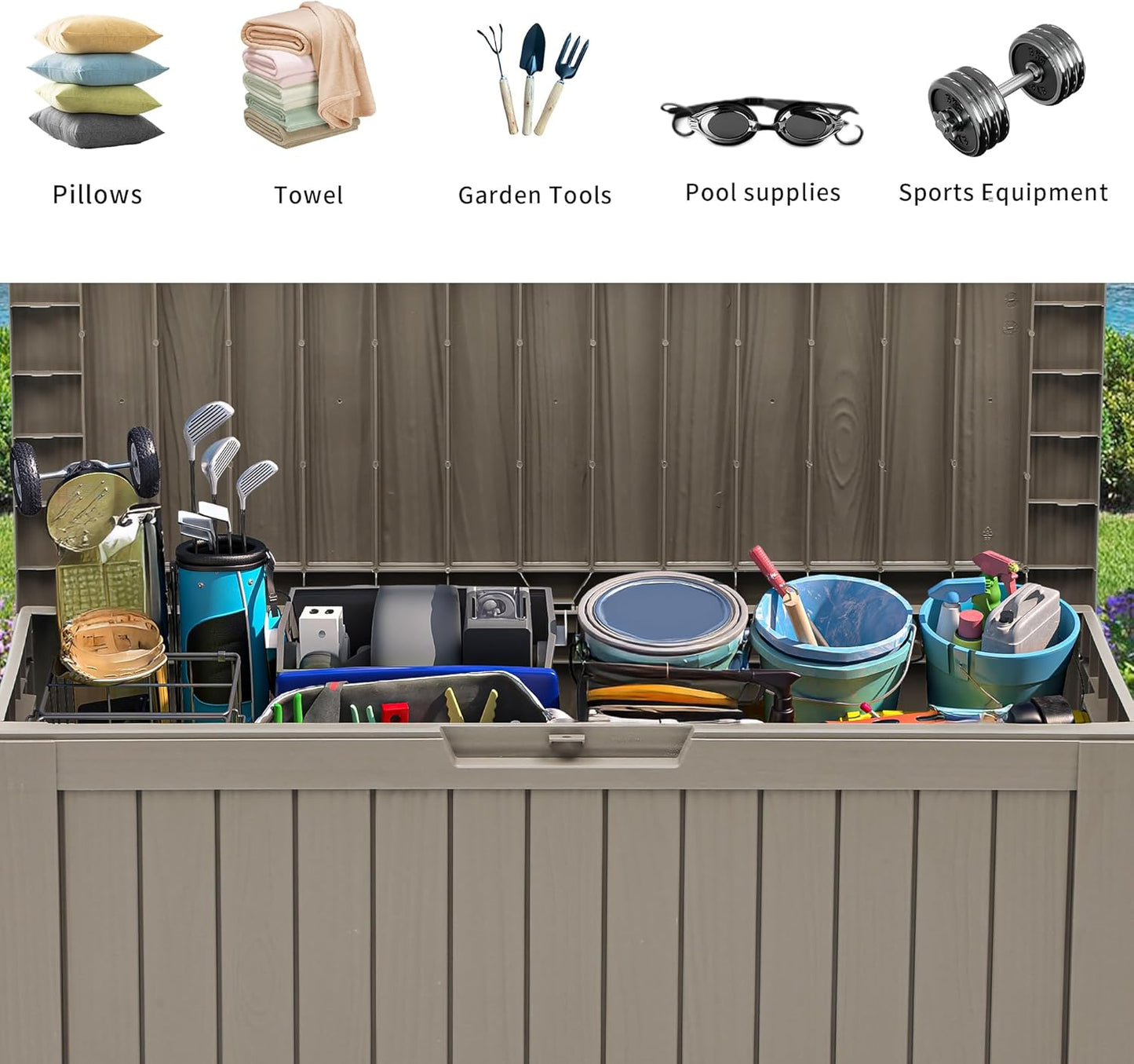 YITAHOME 120 Gallon Large Deck Box Upgraded Resin Outdoor Storage Boxes