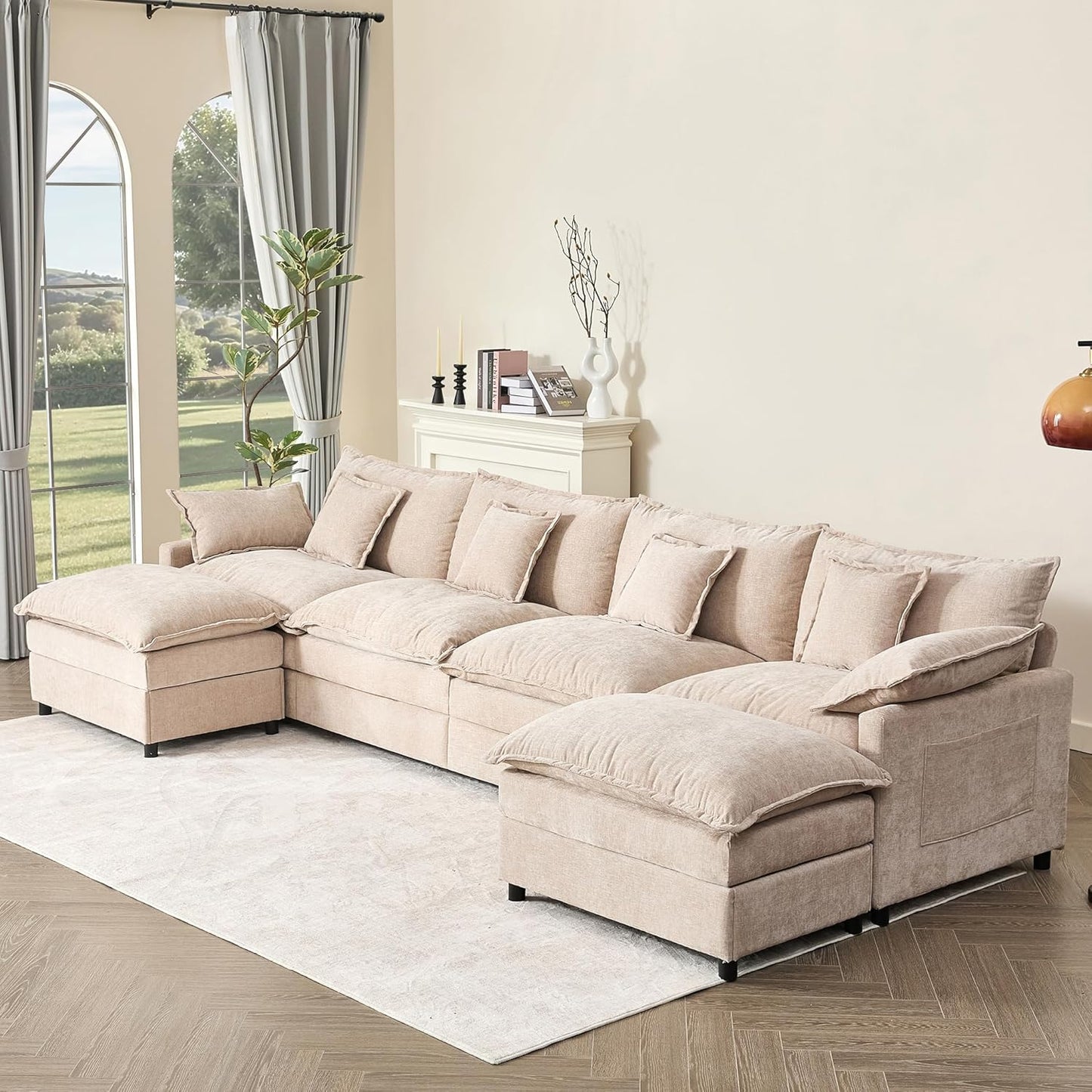 108" U Shaped Couch Modular Sectional Sofa