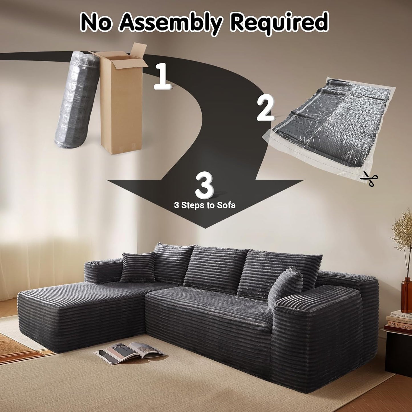 104" Cloud Sectional Couch with L-Shape Chaise