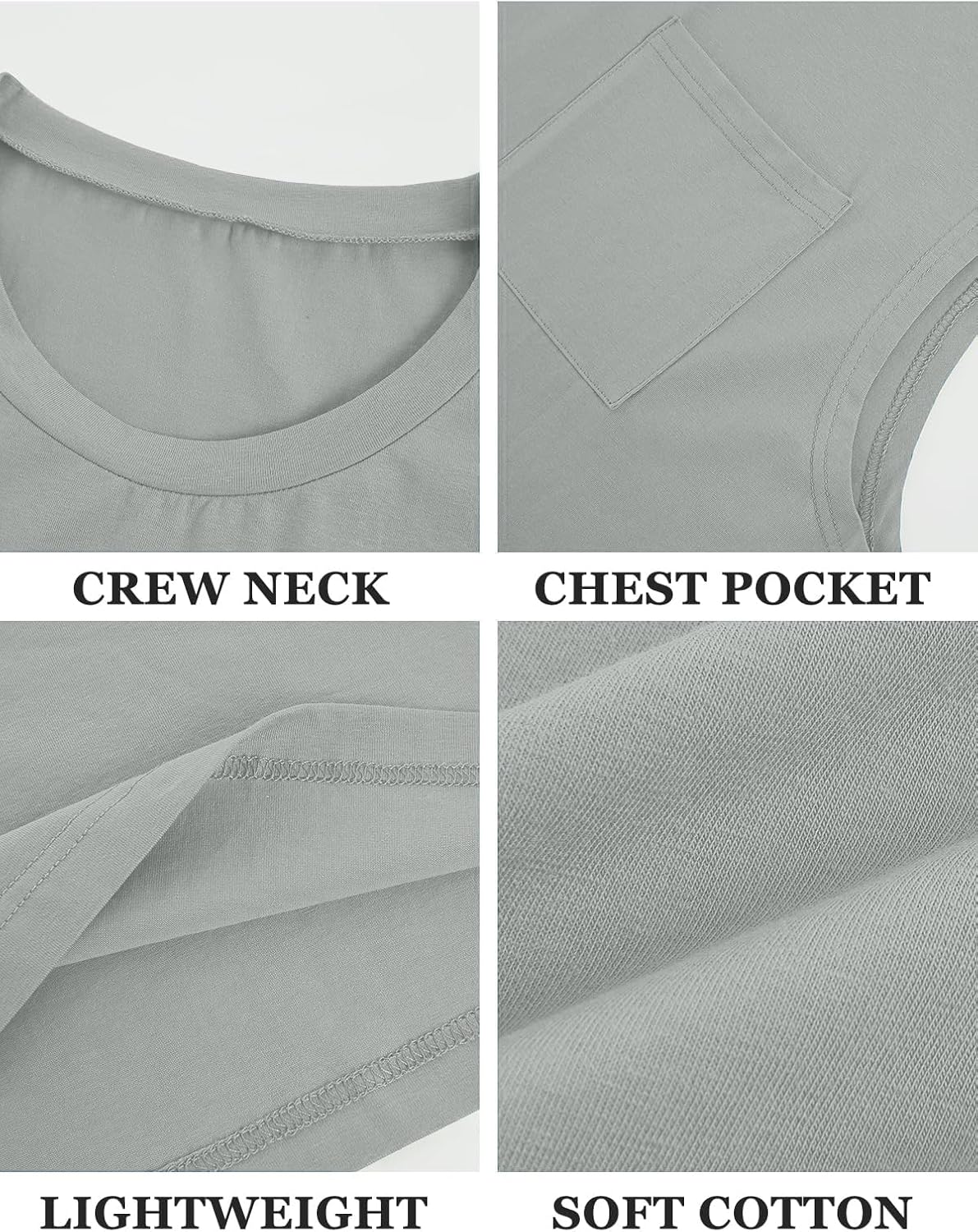 Mens Sleeveless Tank Tops Workout Cut Off Shirts Muscle Gym T Shirts with Pocket