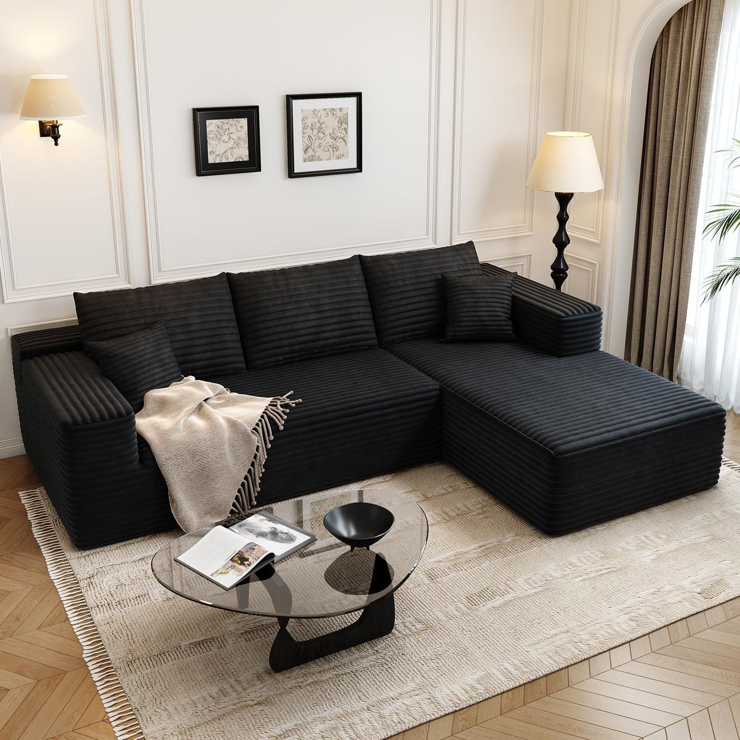 107.5" Cloud Modular Sectional Sofa with 1 Ottoman