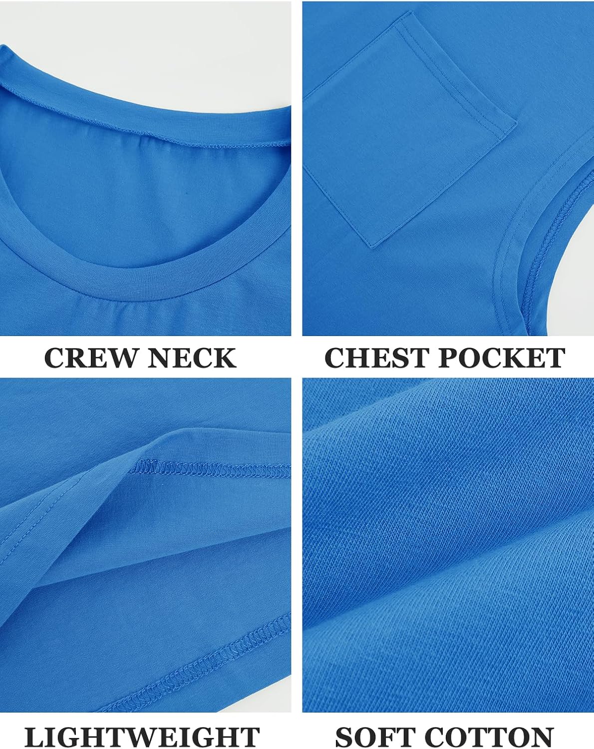 Mens Sleeveless Tank Tops Workout Cut Off Shirts Muscle Gym T Shirts with Pocket
