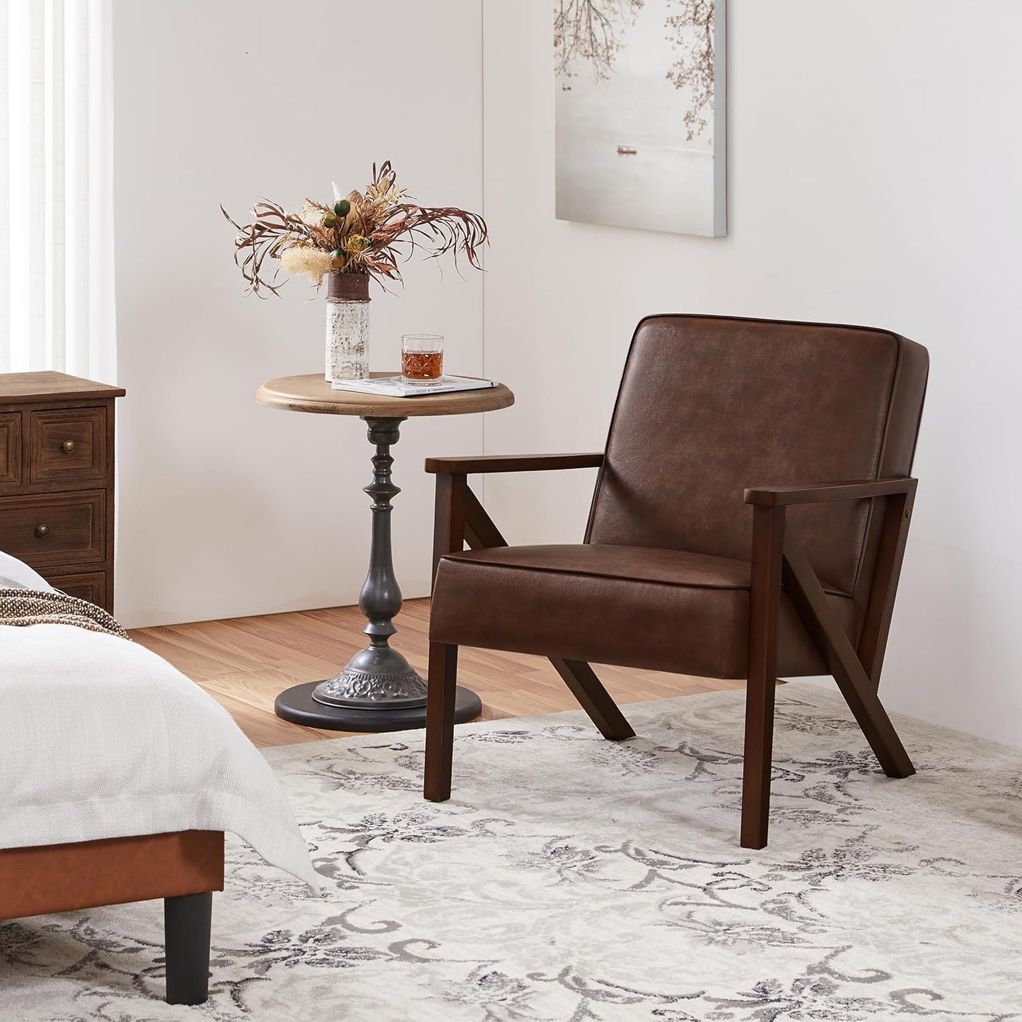 Yaheetech Accent Chair Armchair with Strong Wood Frame