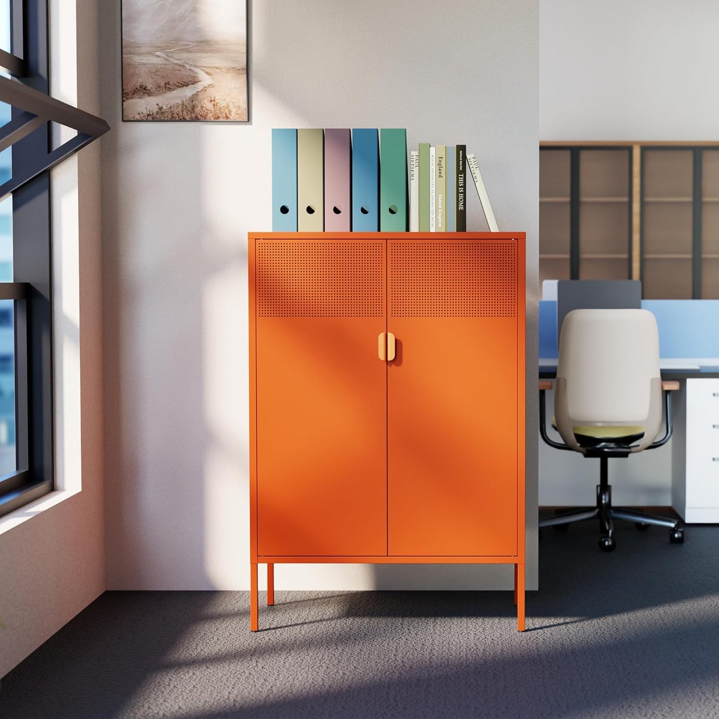 2 Door Storage Sideboard Metal Storage Cabinet with 2 Adjustable Shelf