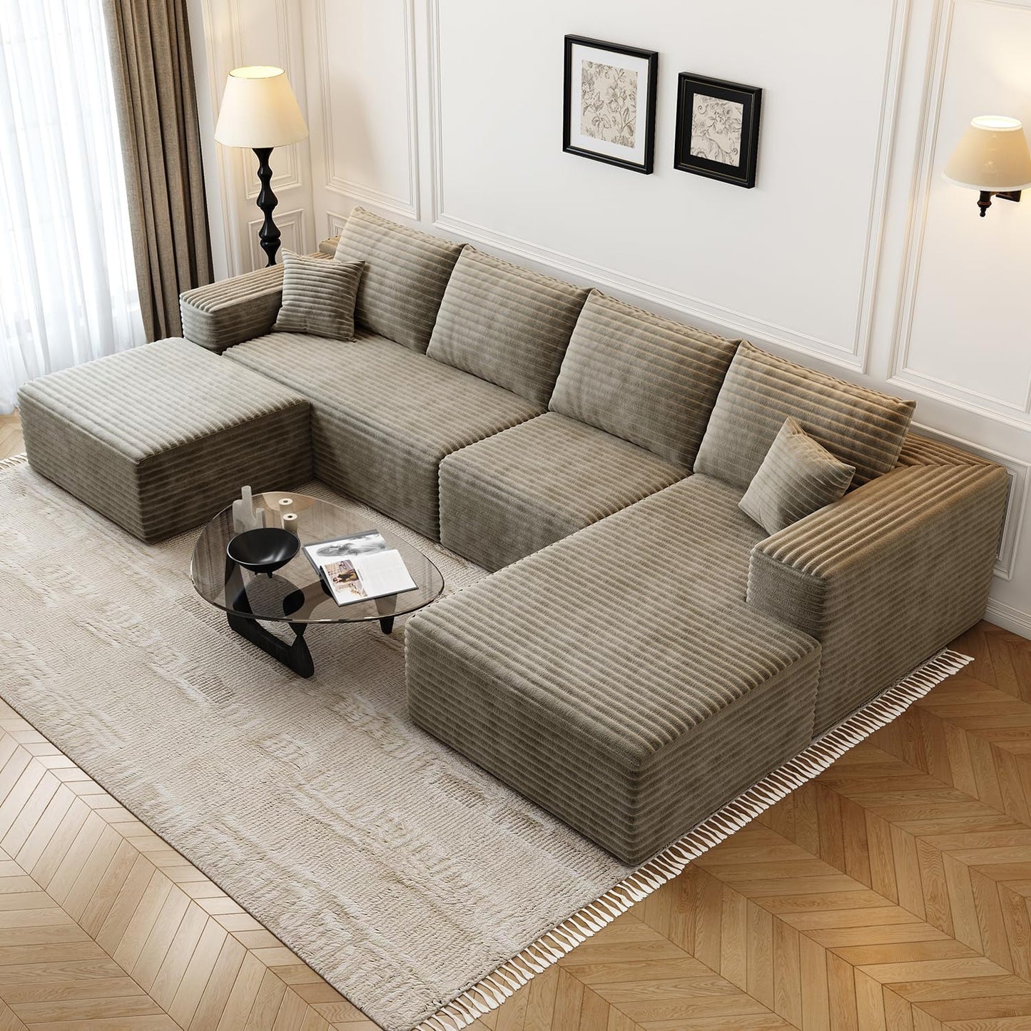 107.5" Cloud Modular Sectional Sofa with 1 Ottoman