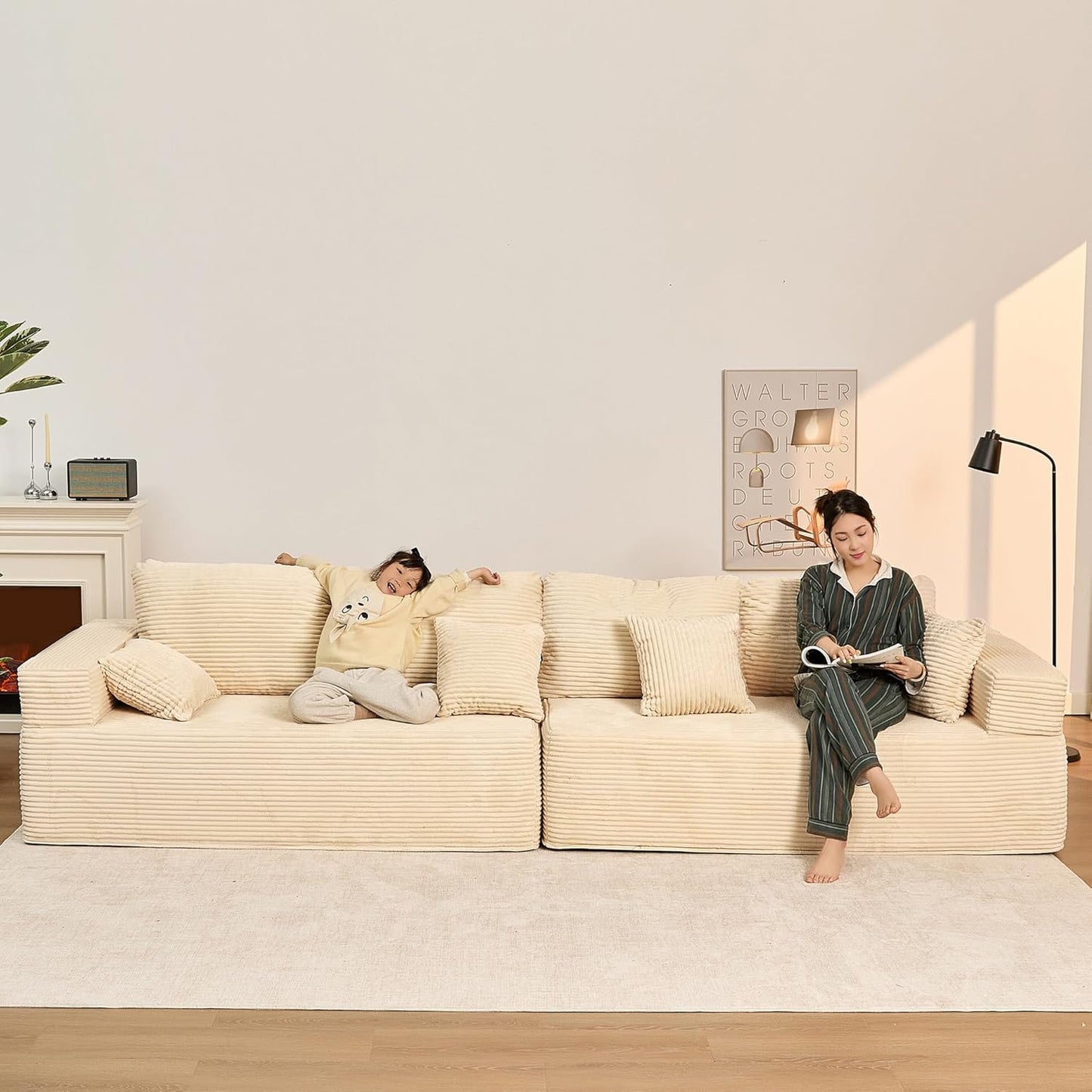 107" Boneless Couch with Deep Seat Cloud Sectional Couch for Living Room