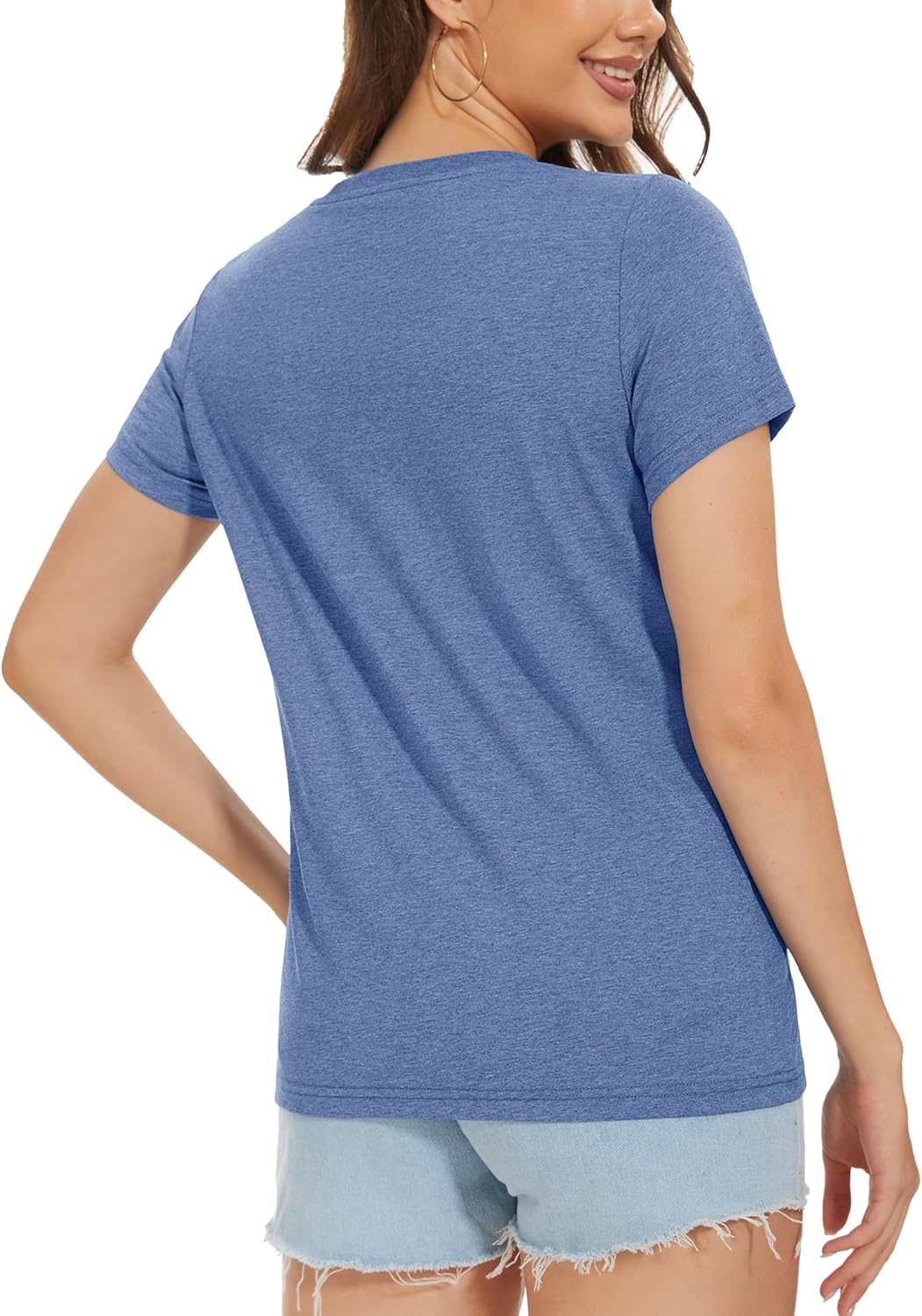 Women's Cotton T-Shirts Short-Sleeve Shirts Crew-Neck Tops