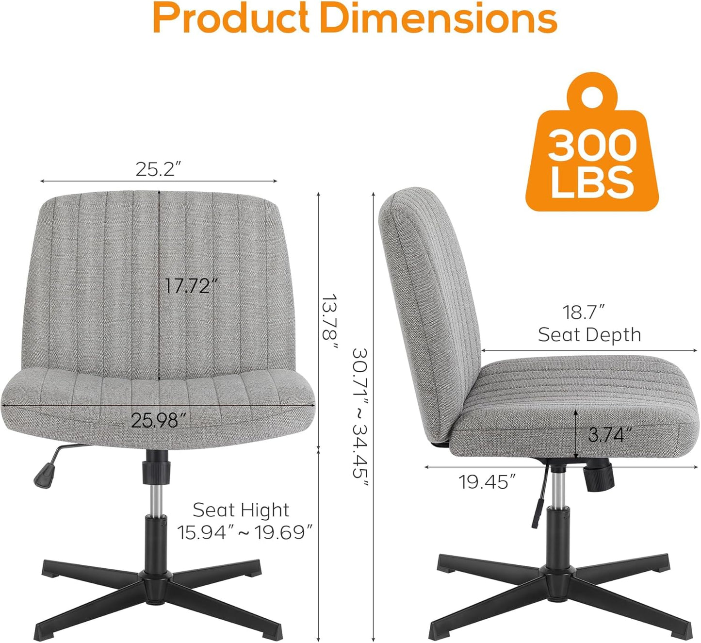 DUMOS Criss Cross Chair Legged Office Wide Comfy Desk Seat