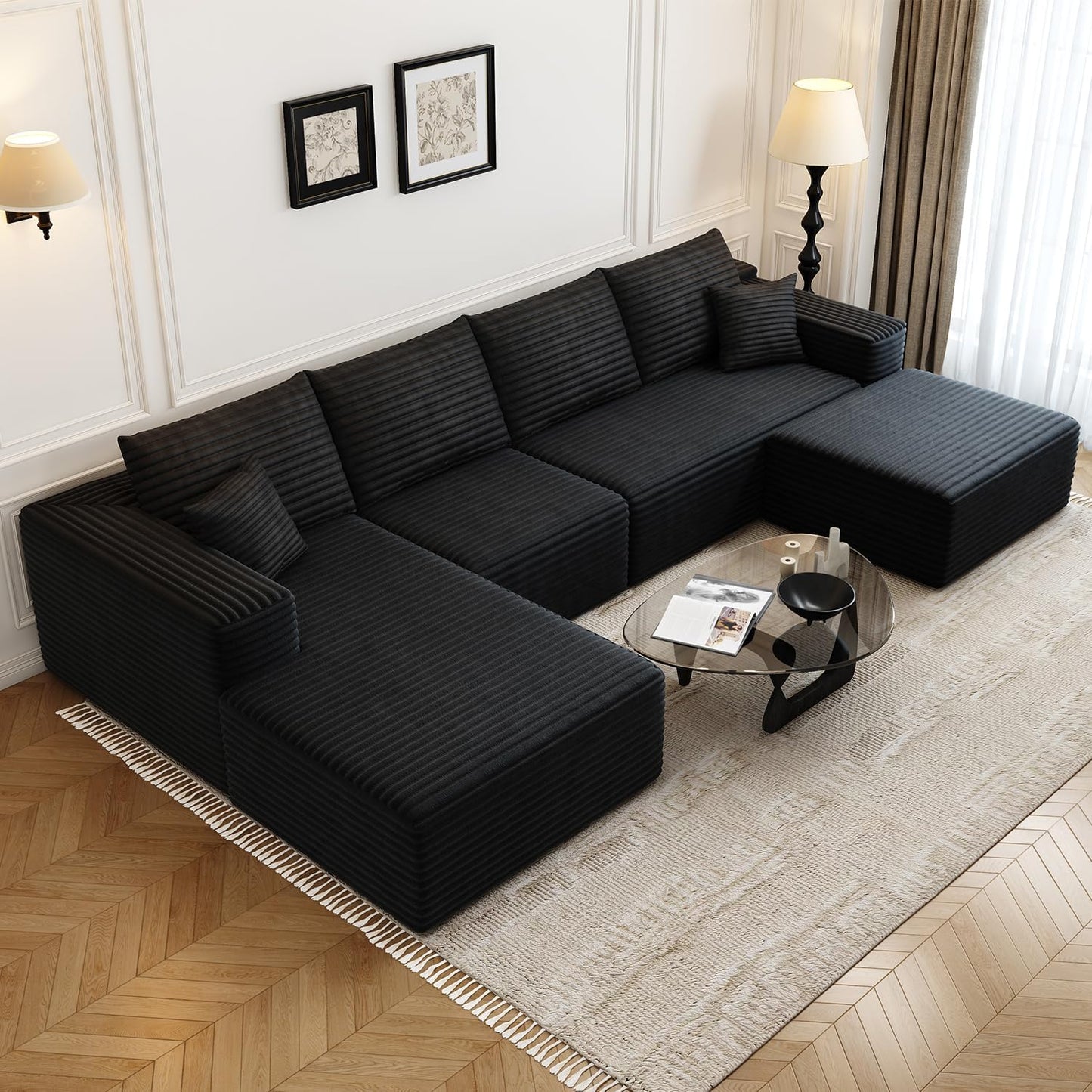 107.5" Cloud Modular Sectional Sofa with 1 Ottoman