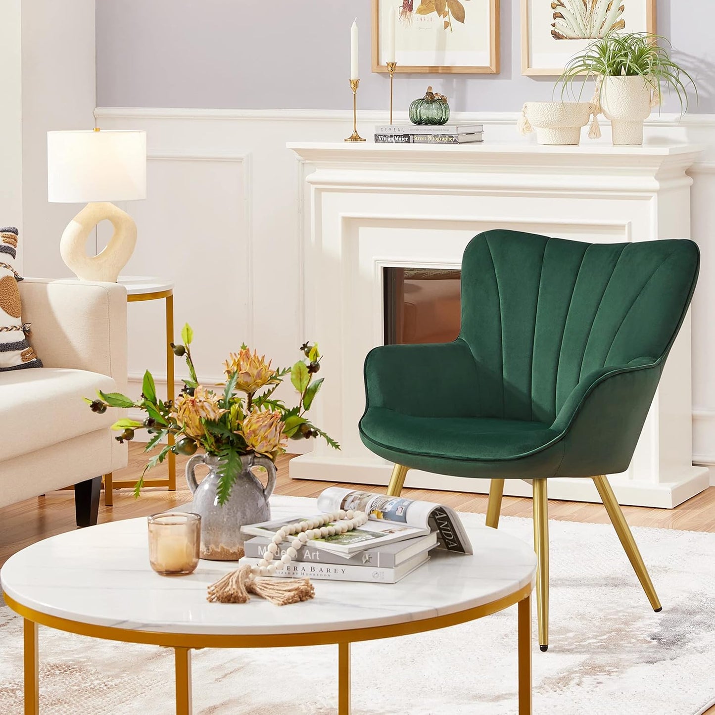 Yaheetech PU Leather Armchair Modern Accent Chair with Metal Legs