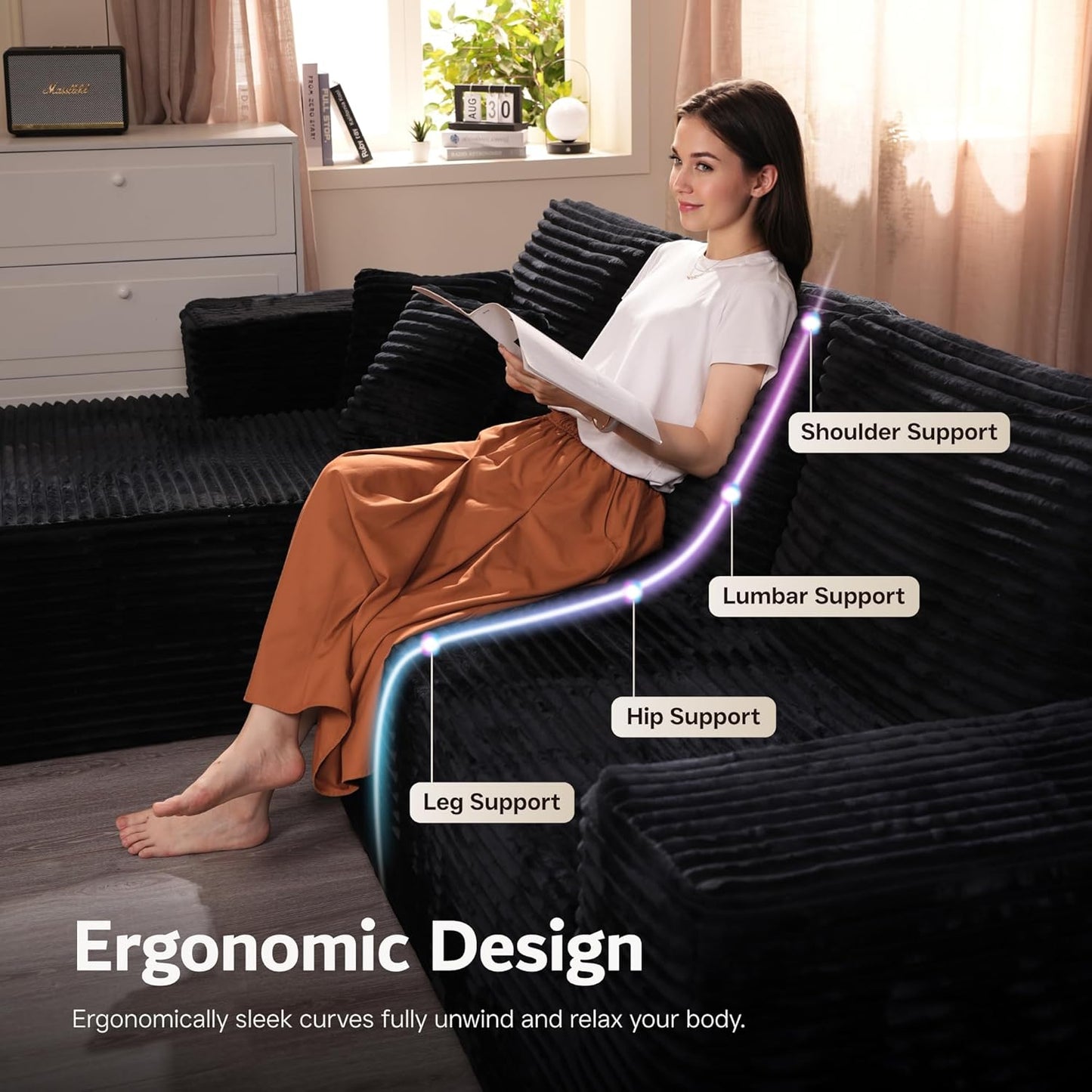 104" Cloud Sectional Couch with L-Shape Chaise