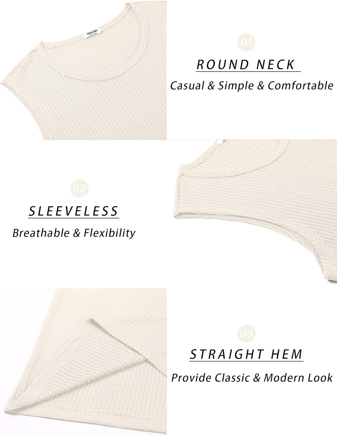 Mens Casual Tank Tops Waffle Knit Sleeveless Shirt Breathable Tank Shirts