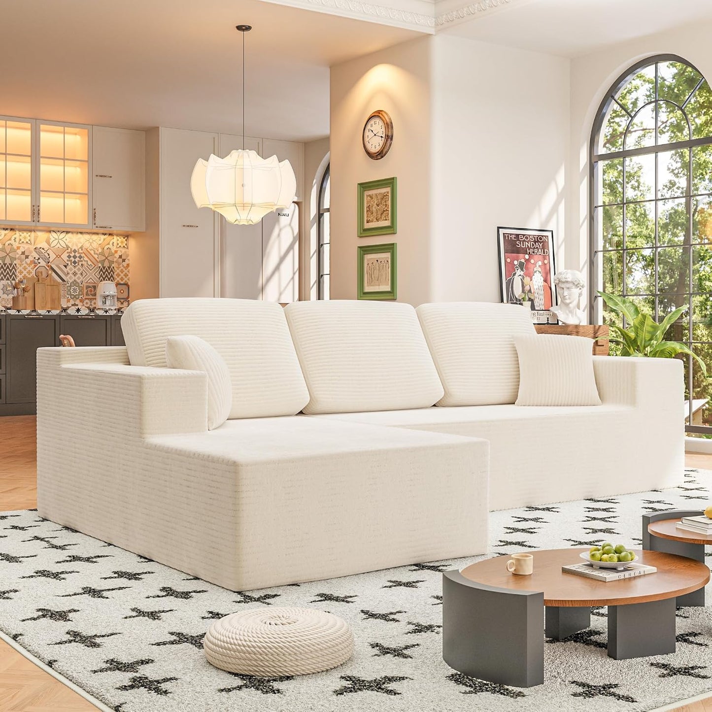 108" Modular Sectional Sofa Boneless Couch with L-Shape Chaise