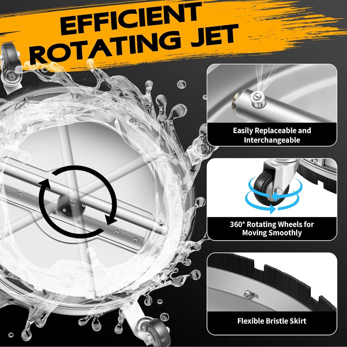 14" Pressure Washer Surface Cleaner with 4 Wheels