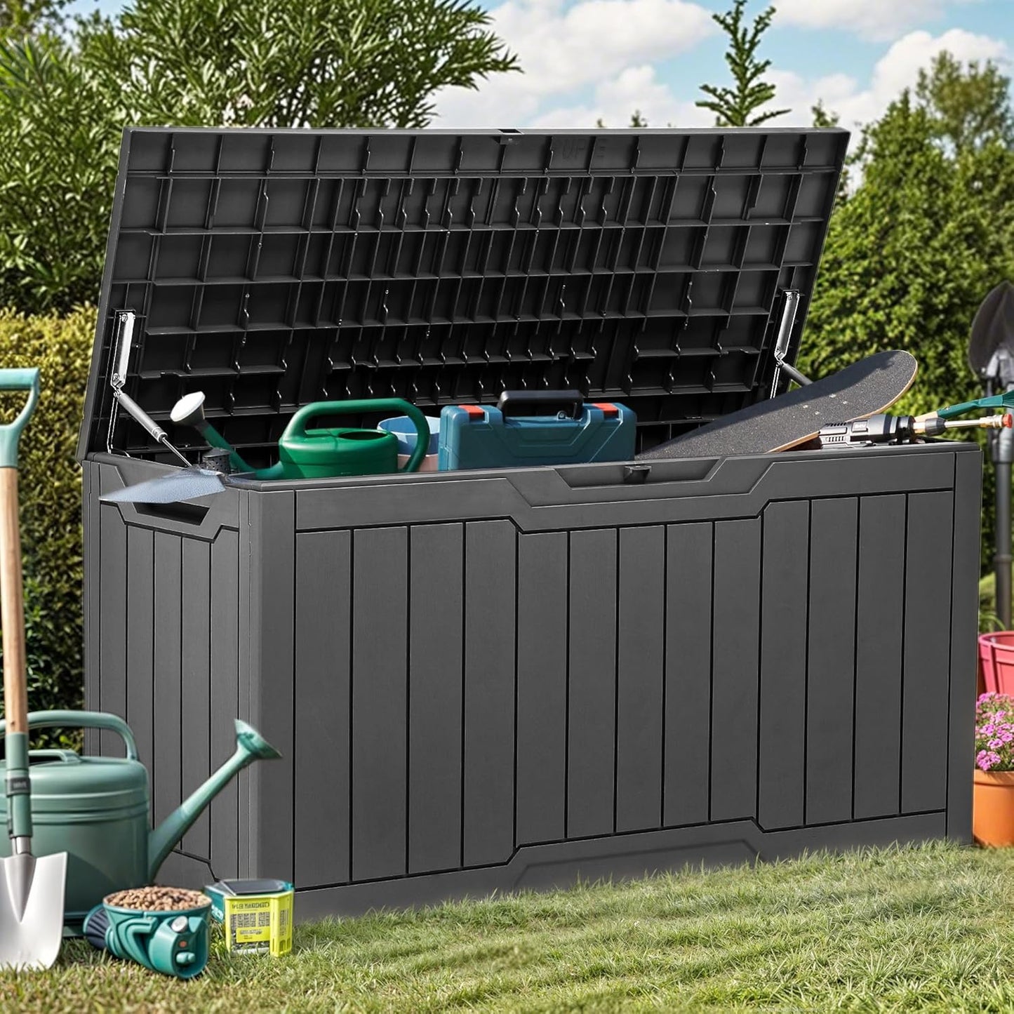 YITAHOME 120 Gallon Large Deck Box Upgraded Resin Outdoor Storage Boxes