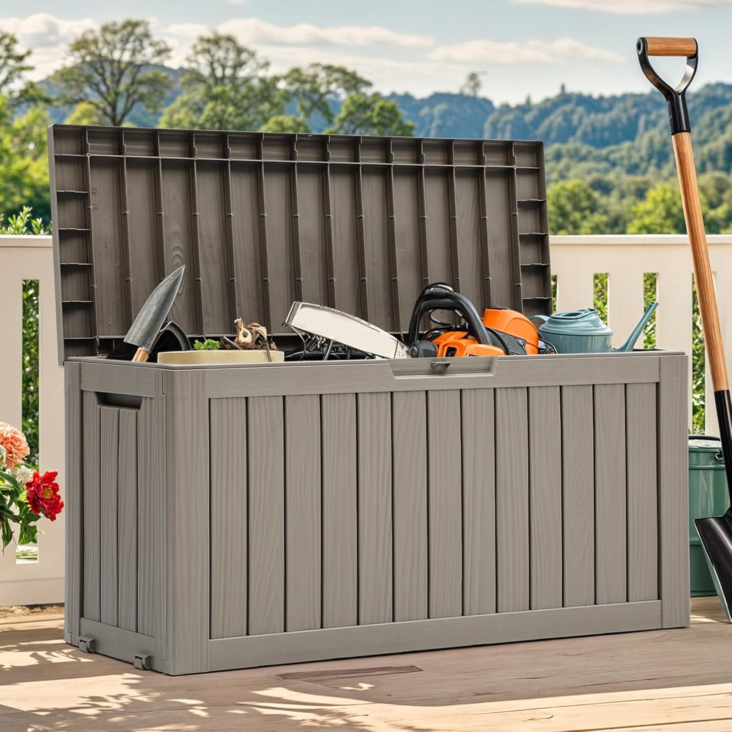 YITAHOME 120 Gallon Large Deck Box Upgraded Resin Outdoor Storage Boxes