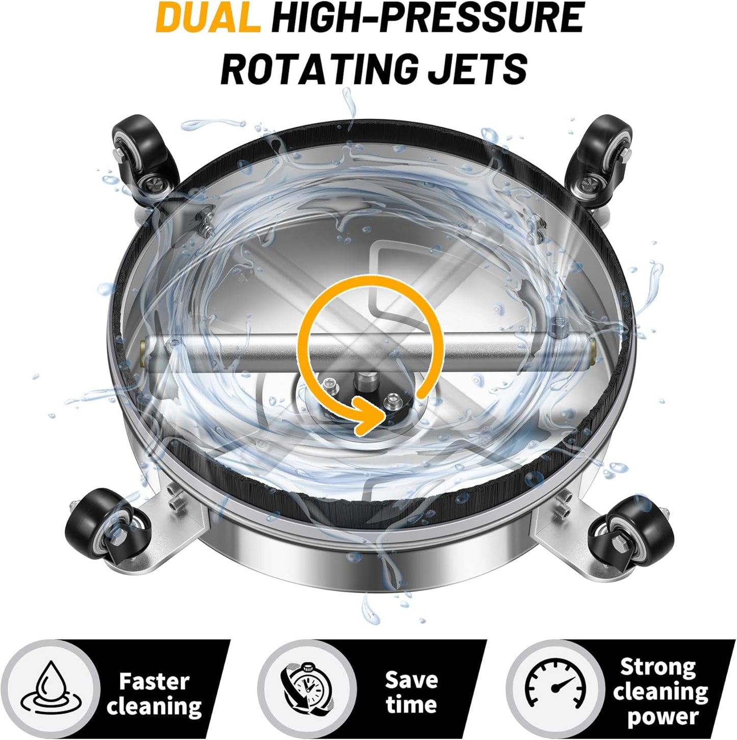 14" Pressure Washer Surface Cleaner with 4 Wheels
