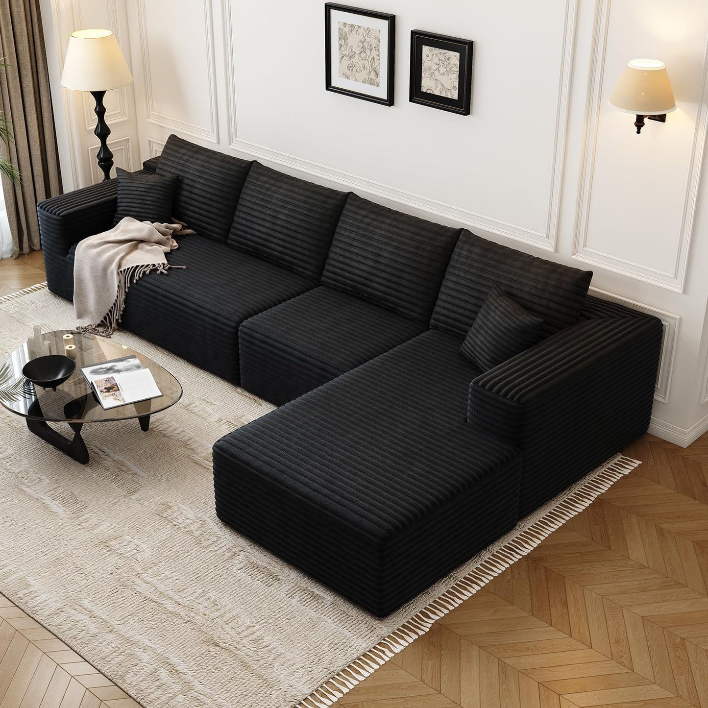 107.5" Cloud Modular Sectional Sofa with 1 Ottoman