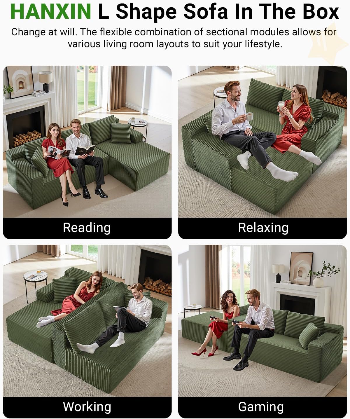 105 Inch Cloud Sectional Couch with Deep Seat