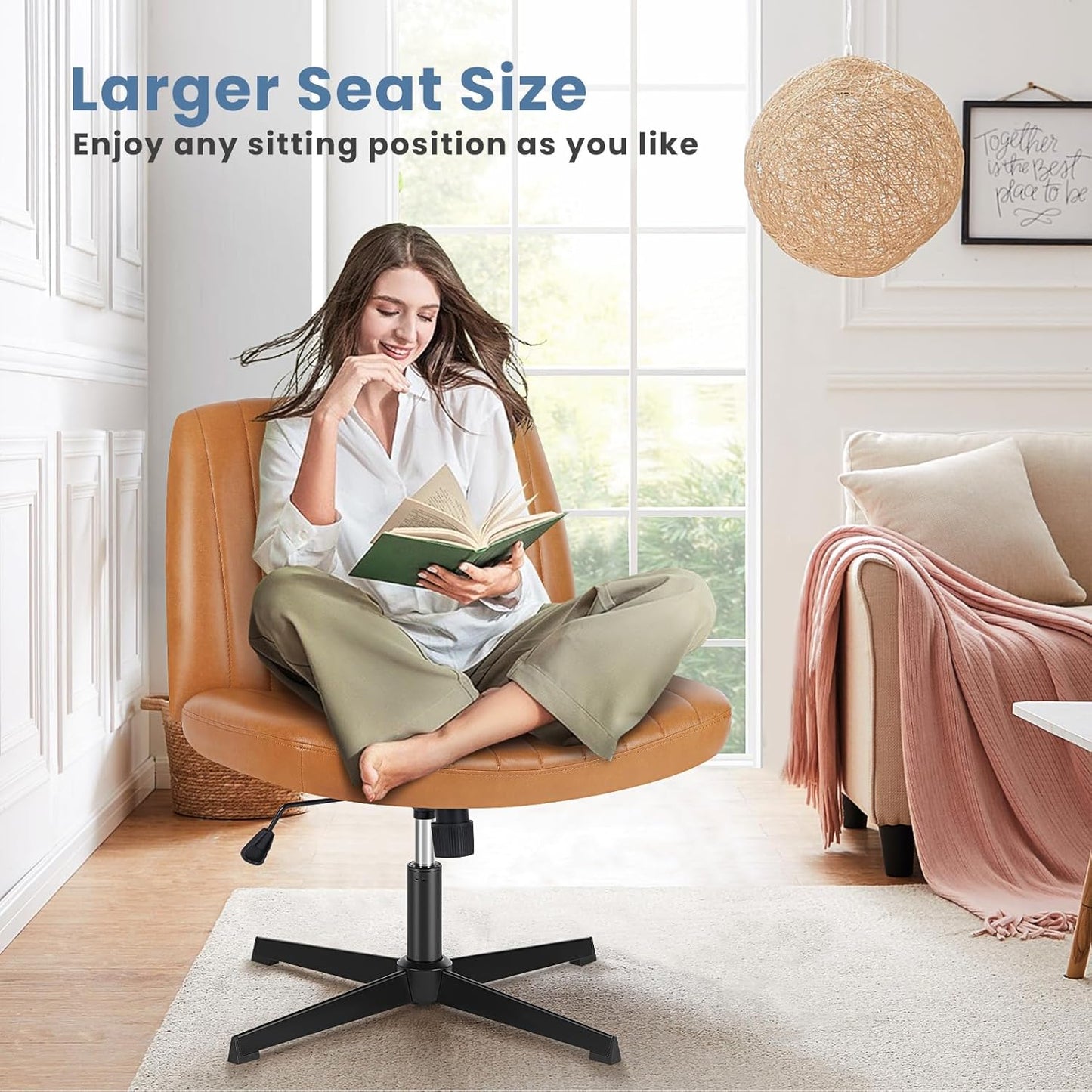 DUMOS Criss Cross Chair Legged Office Wide Comfy Desk Seat