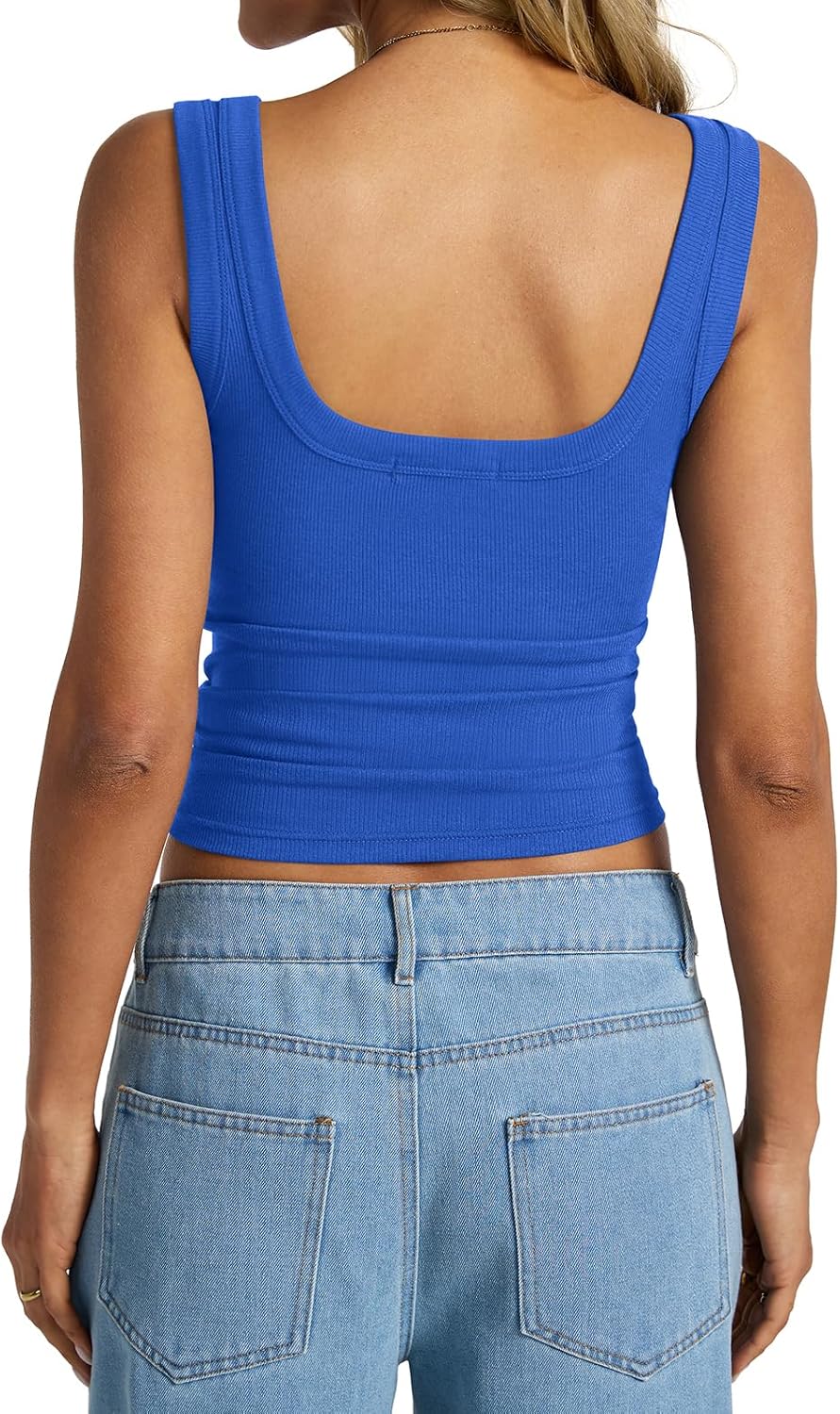 Womens Cotton Ribbed Square Neck Tank Tops