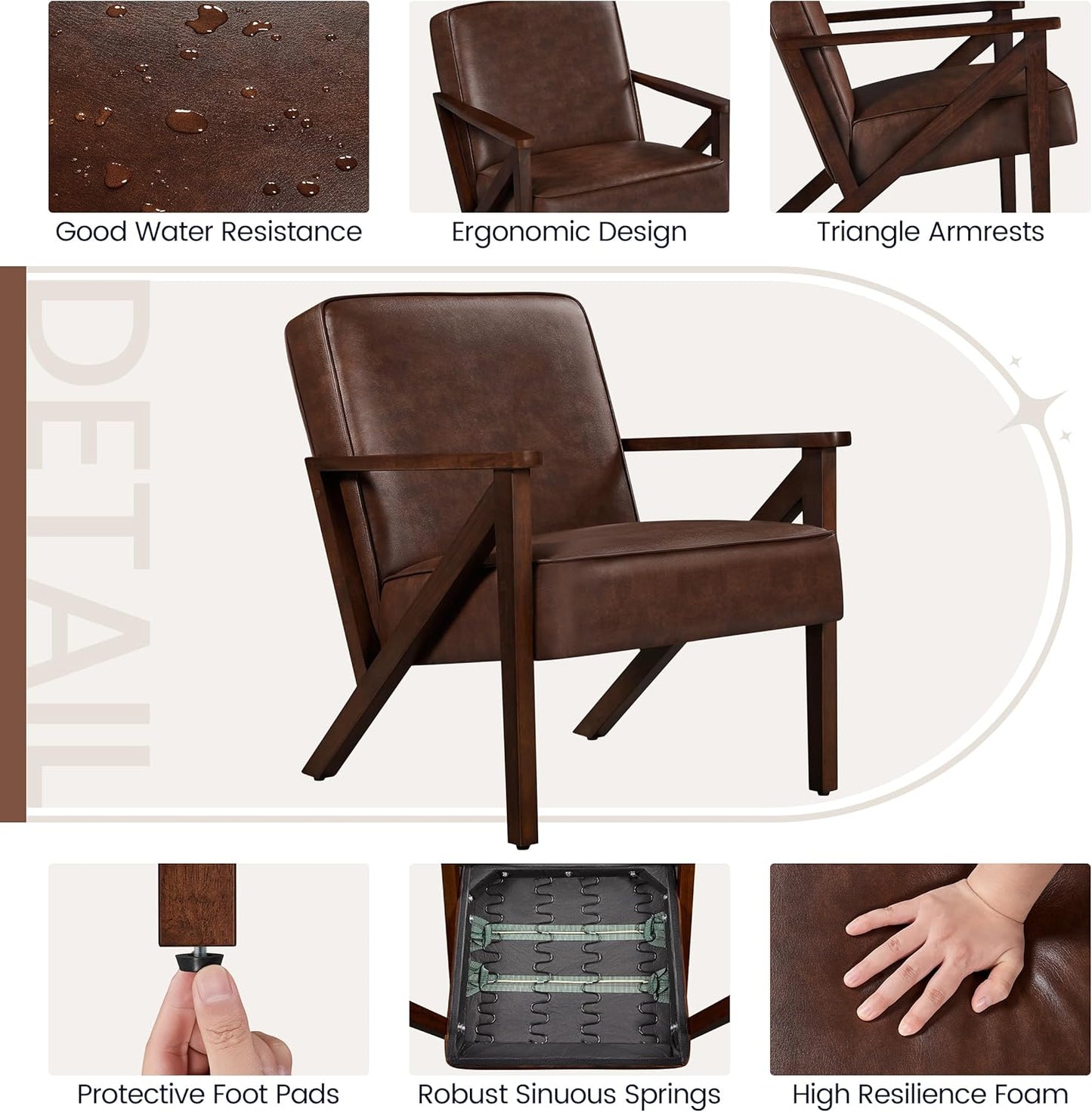 Yaheetech Accent Chair Armchair with Strong Wood Frame