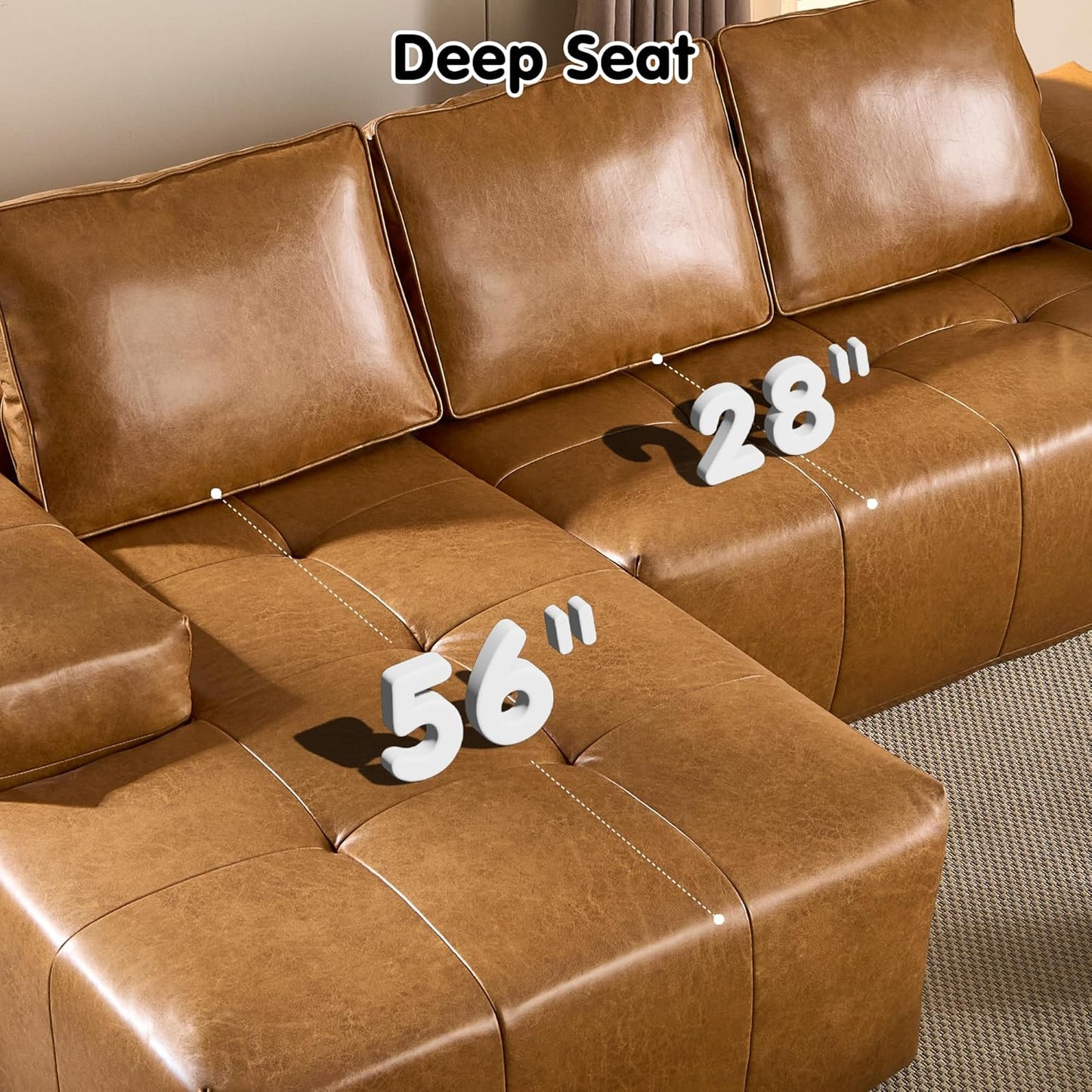 104" Cloud Sectional Couch with L-Shape Chaise