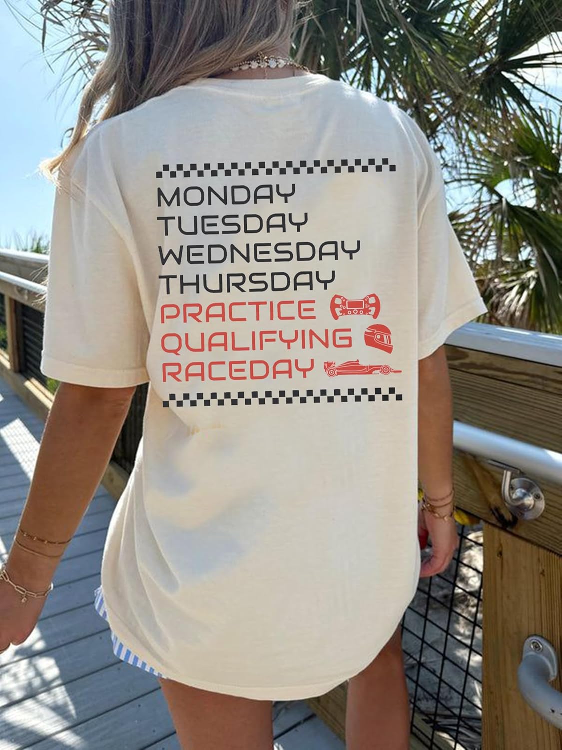 Racing Cars Shirts for Women Checkered Flag Print T-Shirt