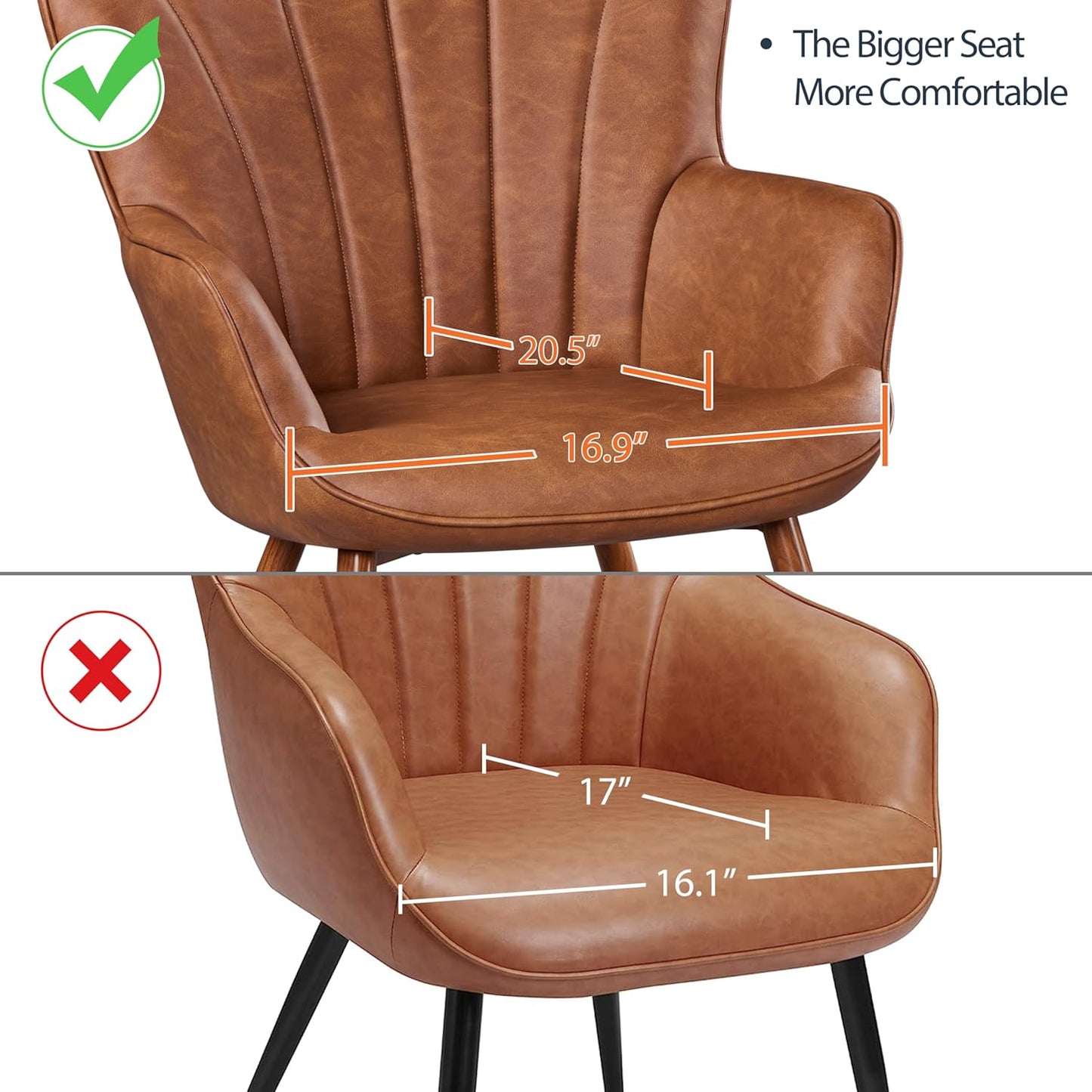 Yaheetech PU Leather Armchair Modern Accent Chair with Metal Legs