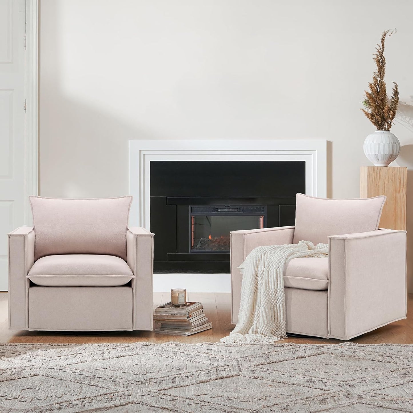 COLAMY Swivel Accent Chair Set 34 Inches Wide Upholstered Arm Chair
