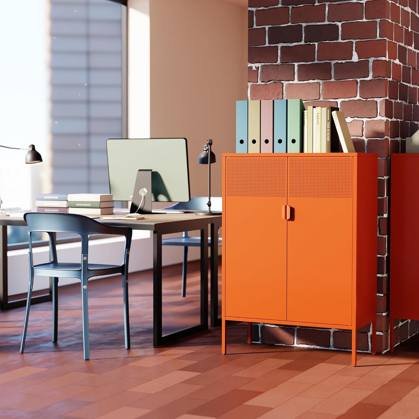 2 Door Storage Sideboard Metal Storage Cabinet with 2 Adjustable Shelf