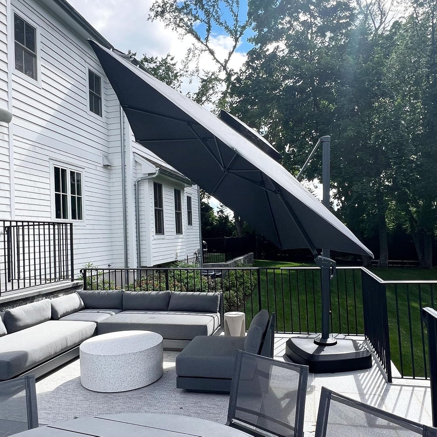 12ft Patio Umbrella with Base Large Outdoor Square Umbrella