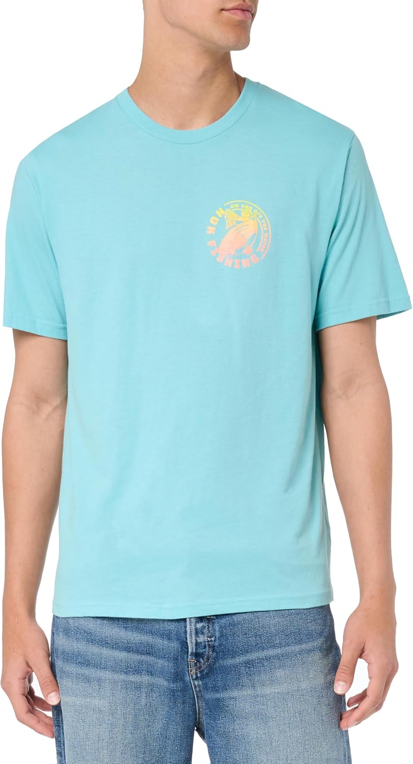 Men Fishing Graphic Tee Performance Short Sleeve Quick-Dry