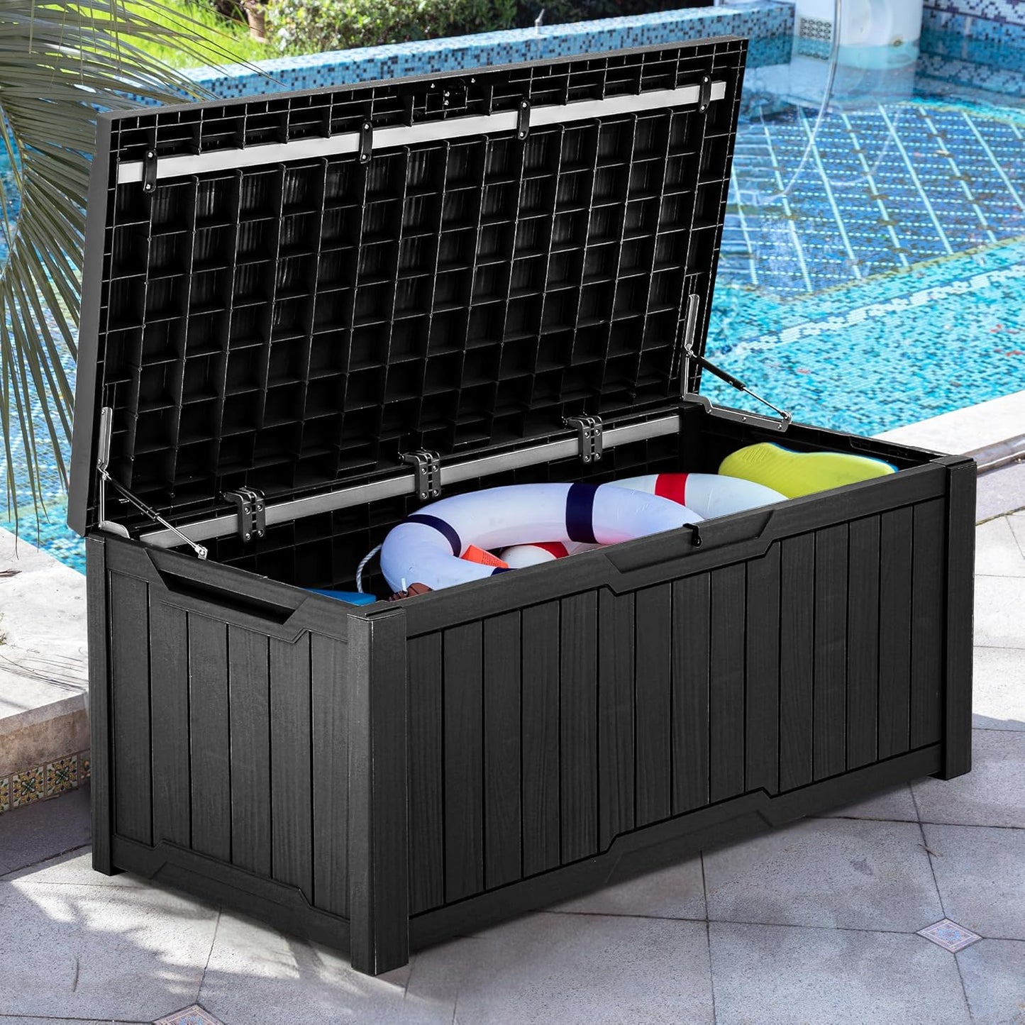 YITAHOME 120 Gallon Large Deck Box Upgraded Resin Outdoor Storage Boxes