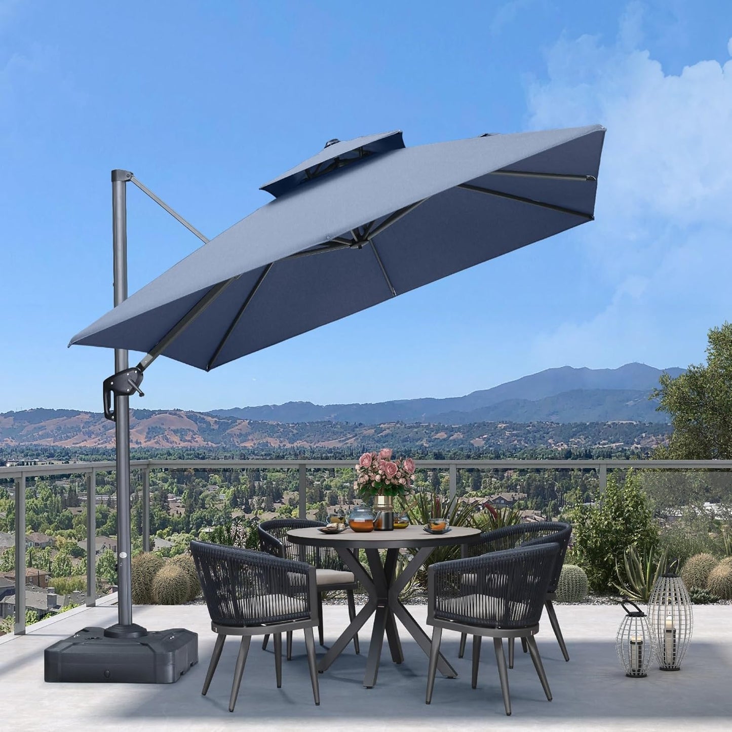 12ft Patio Umbrella with Base Large Outdoor Square Umbrella