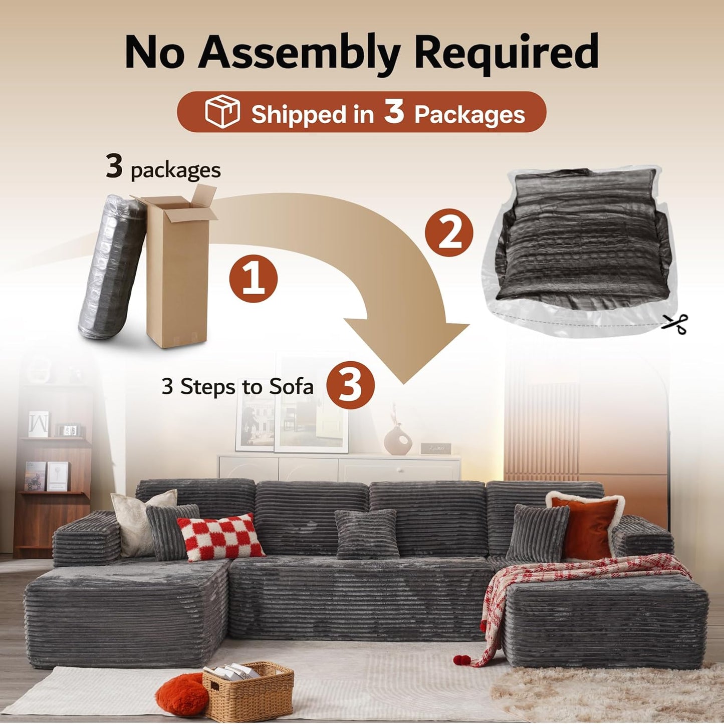 104" Cloud Sectional Couch with L-Shape Chaise