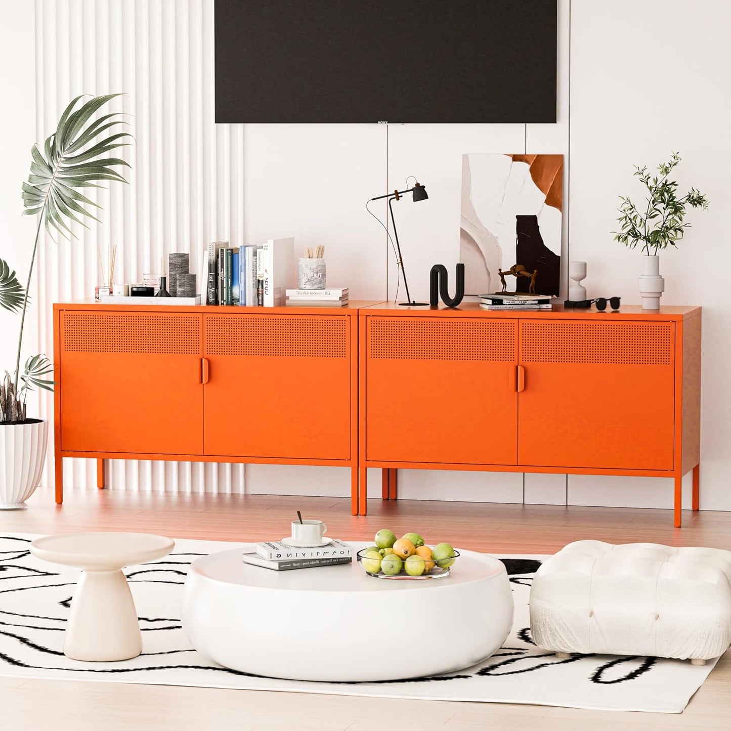 2 Door Storage Sideboard Metal Storage Cabinet with 2 Adjustable Shelf