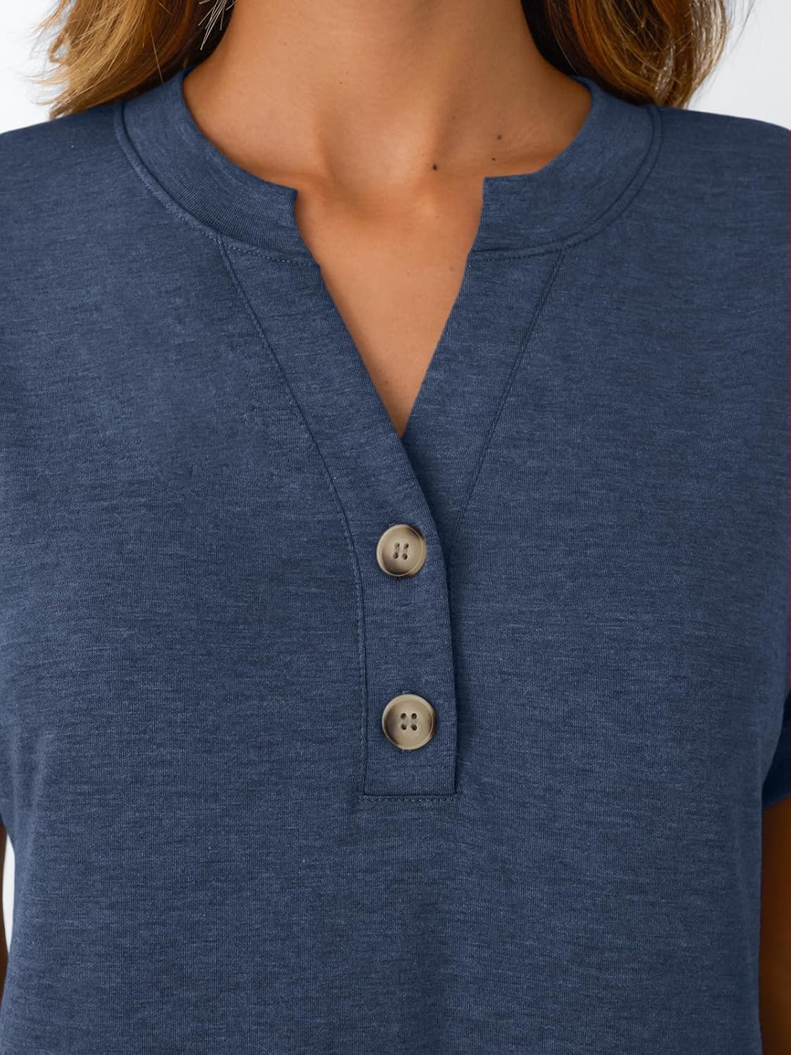Women's Short Sleeve Shirts Henley Dressy Casual Summer Tops