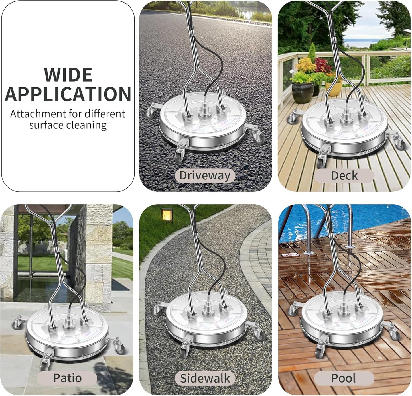 14" Pressure Washer Surface Cleaner with 4 Wheels