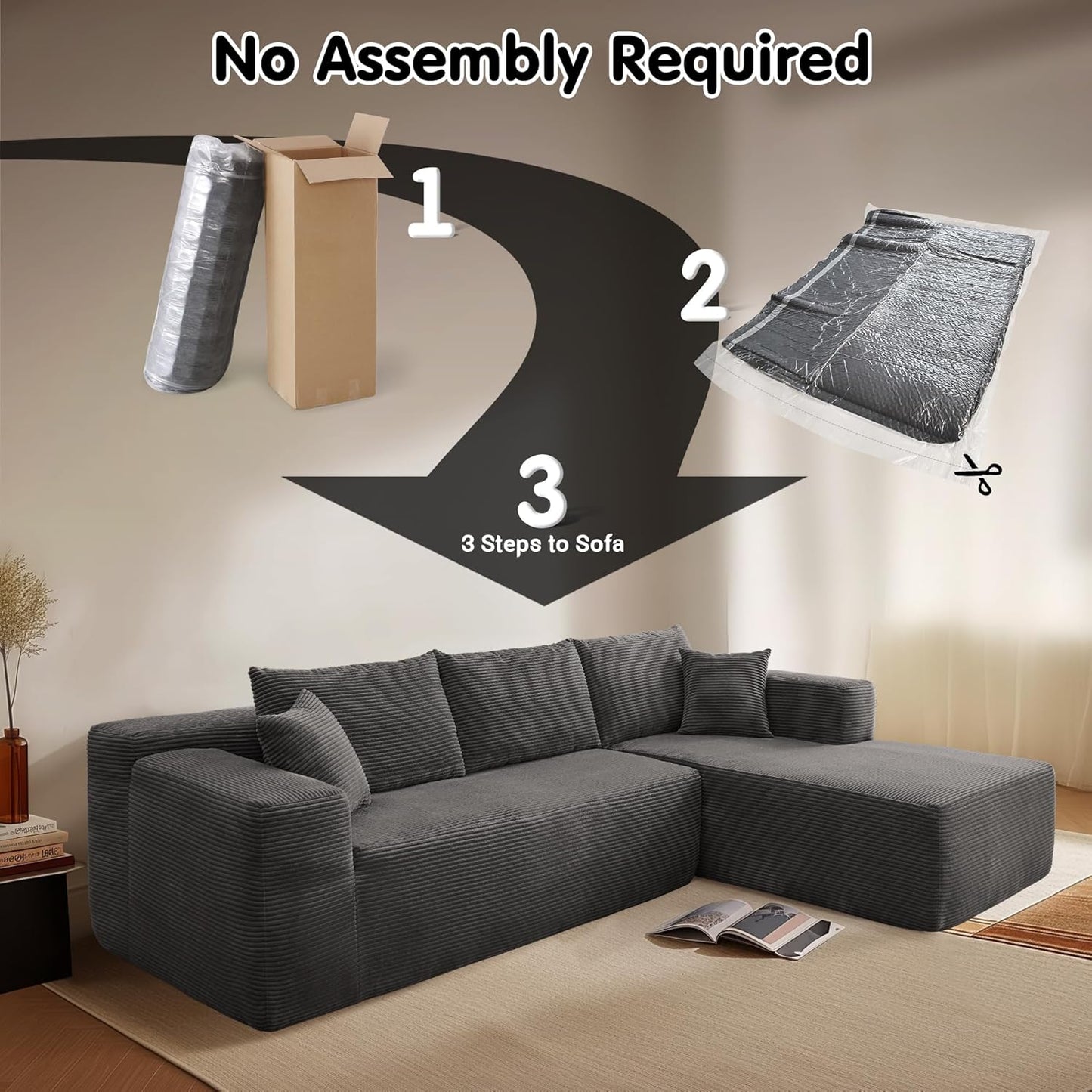 104" Cloud Sectional Couch with L-Shape Chaise