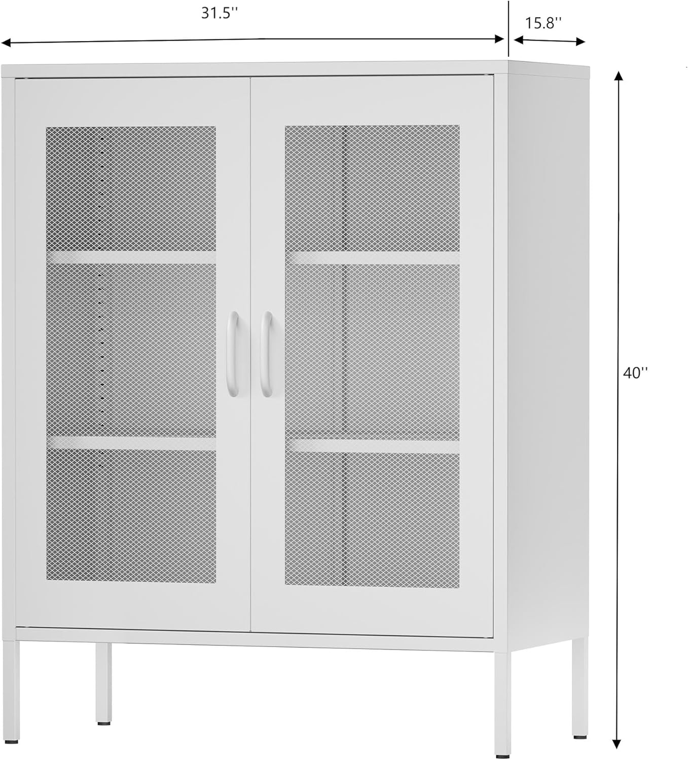 2 Door Storage Sideboard Metal Storage Cabinet with 2 Adjustable Shelf