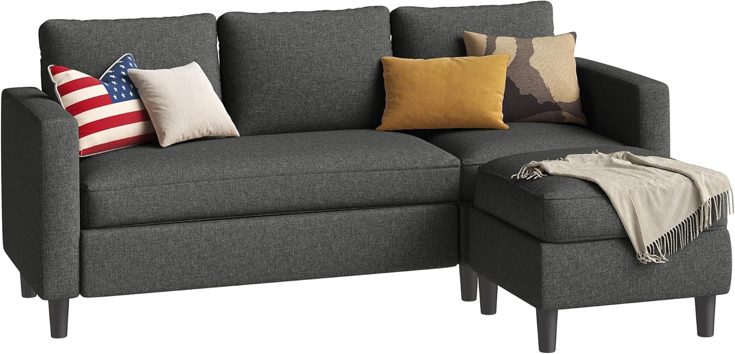 110 Inch U Shaped Sectional Sofa with Double Chaise Black