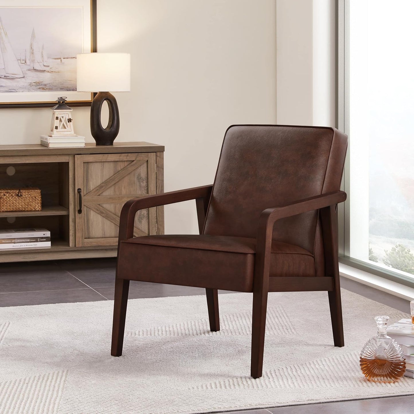 Yaheetech Accent Chair Armchair with Strong Wood Frame