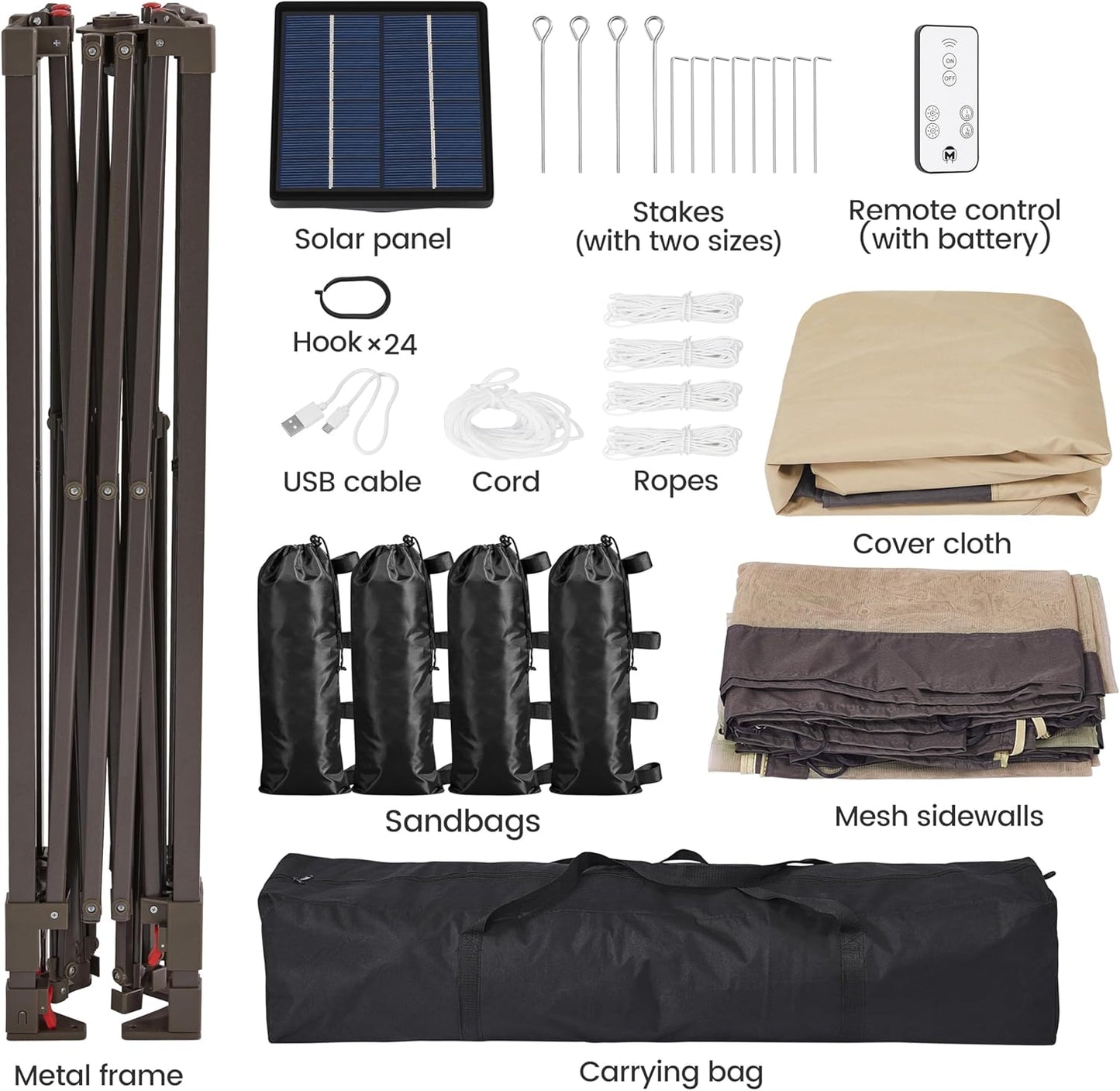11x11 Pop Up Gazebo Canopy Tent with Mesh Netting and Sandbags