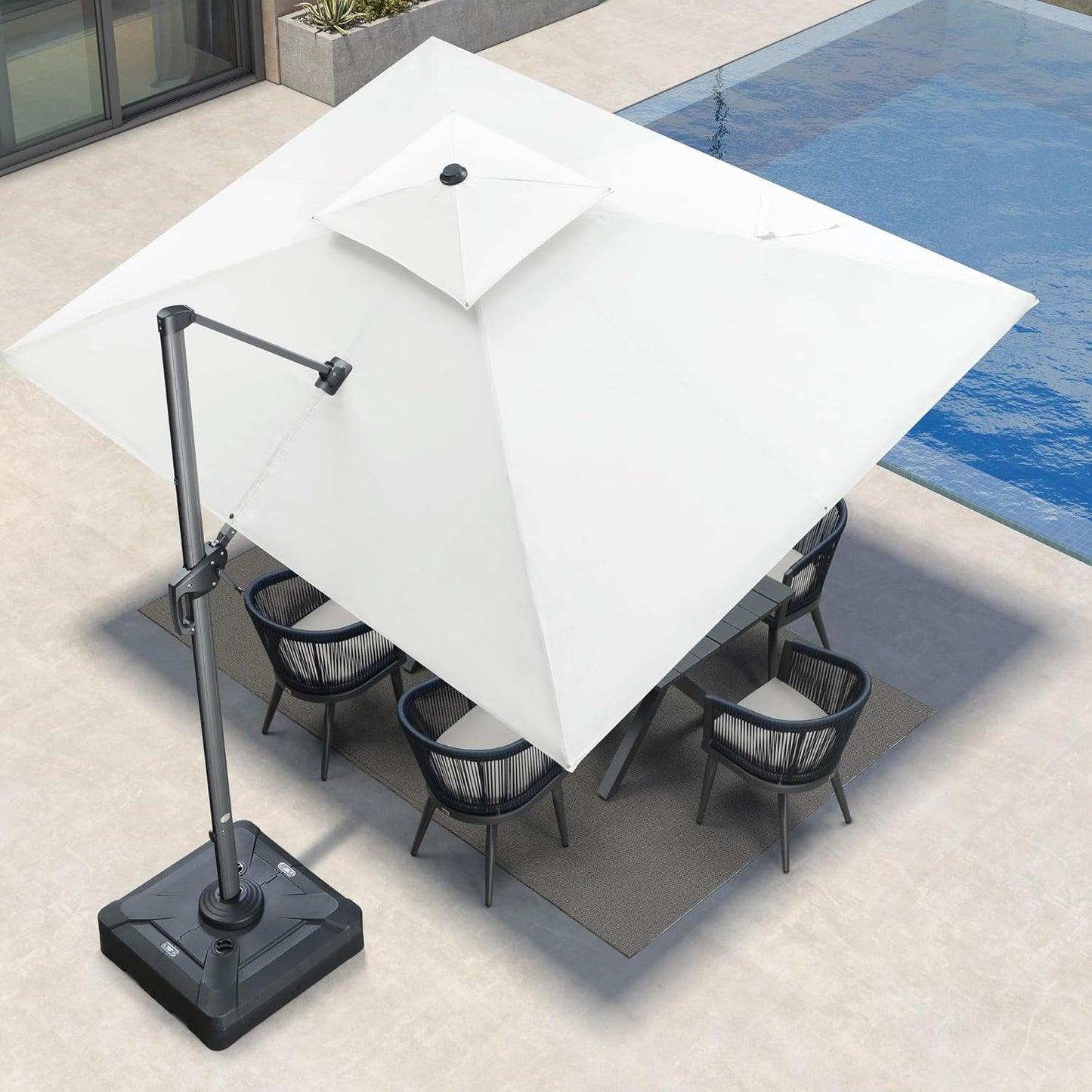 12ft Patio Umbrella with Base Large Outdoor Square Umbrella